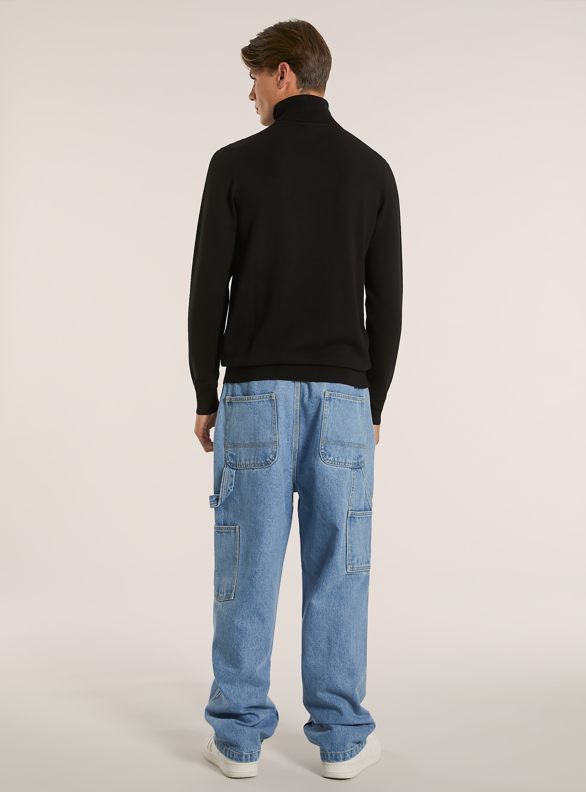 Pullover collo alto in viscosa, BK1 BLACK