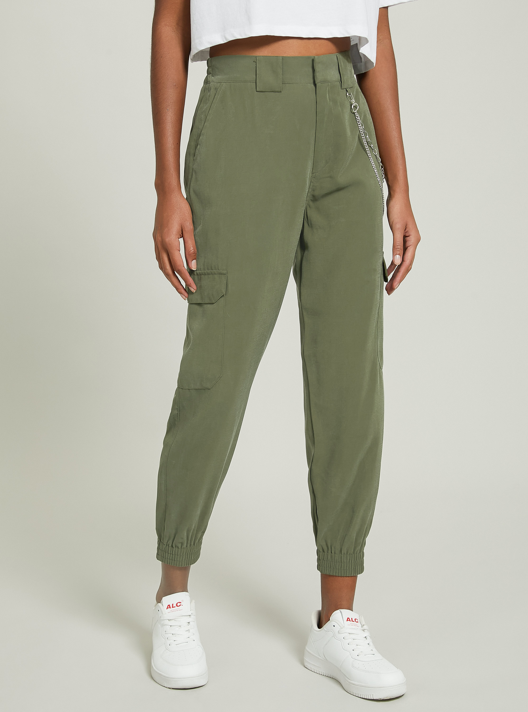 Linen blend chain trousers, KY3 KAKY LIGHT