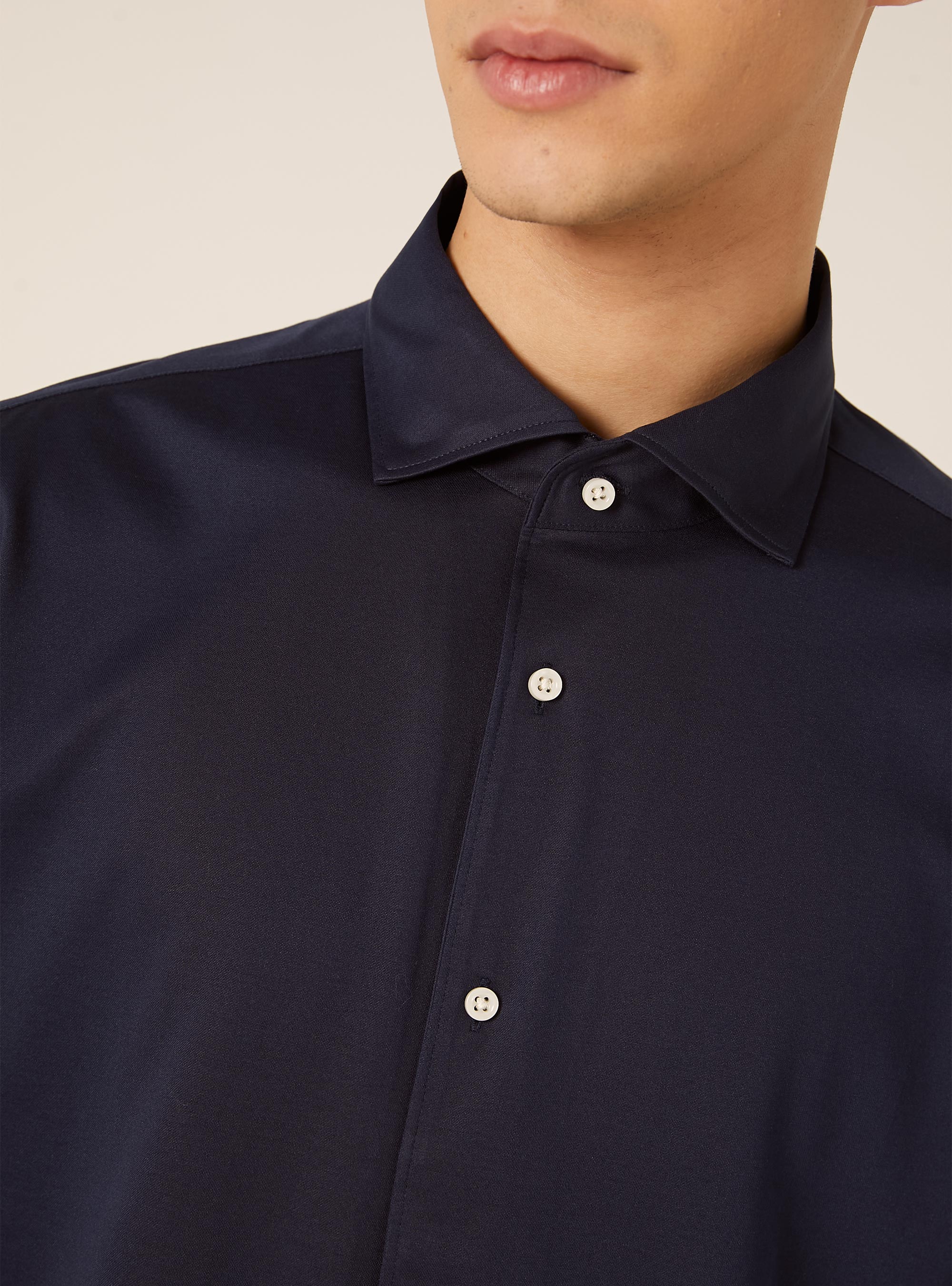 Camicia in jersey in misto cotone, NA1 NAVY DARK