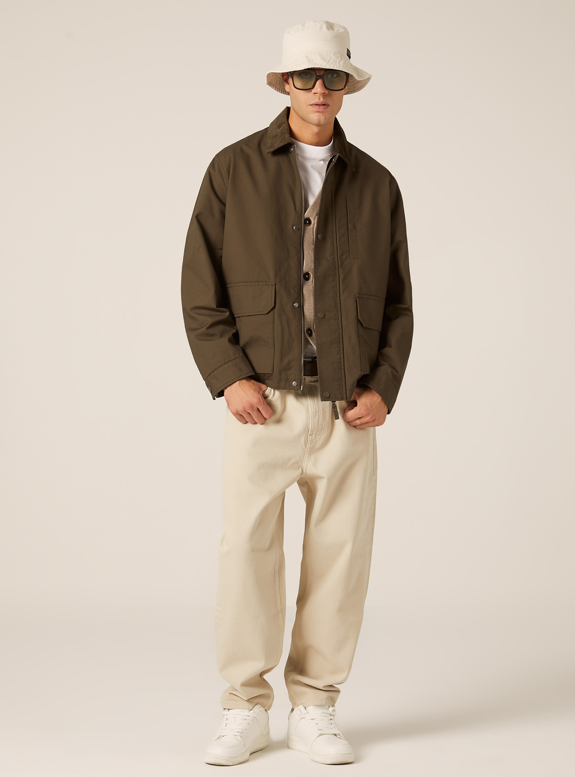 Boxy fit canvas jacket, KY1 KAKY DARK