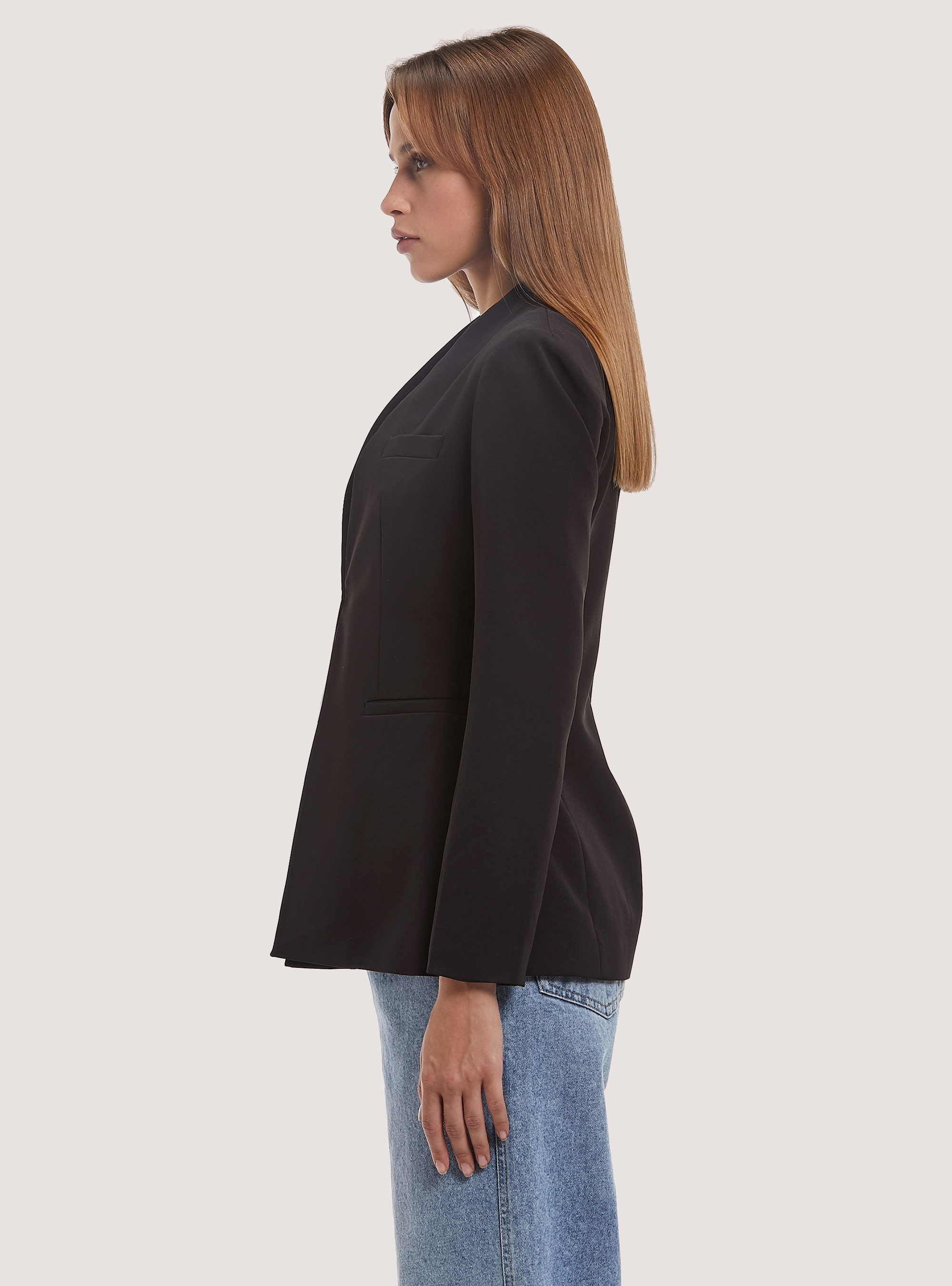 Plain-coloured blazer, BK1 BLACK