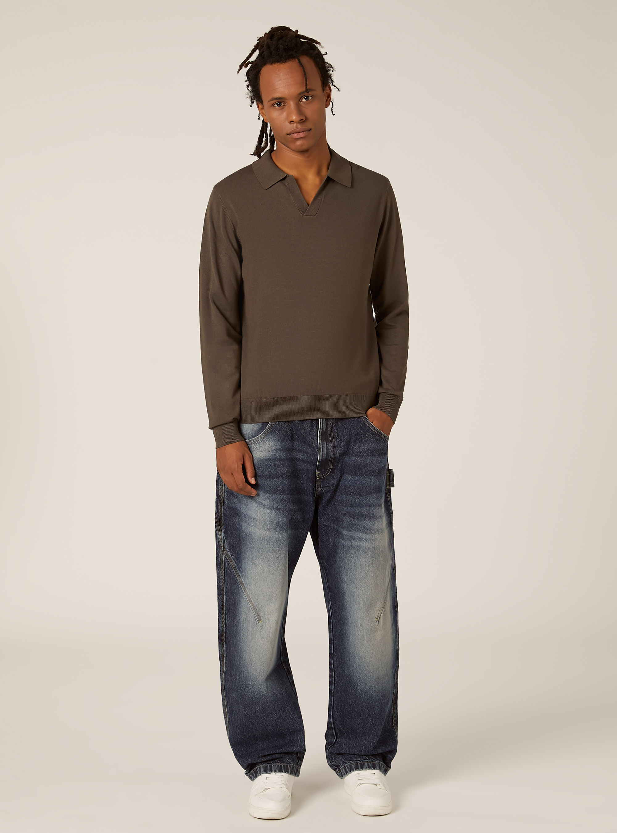 Weiches Strick-Polohemd, TB2 TOBACCO MEDIUM