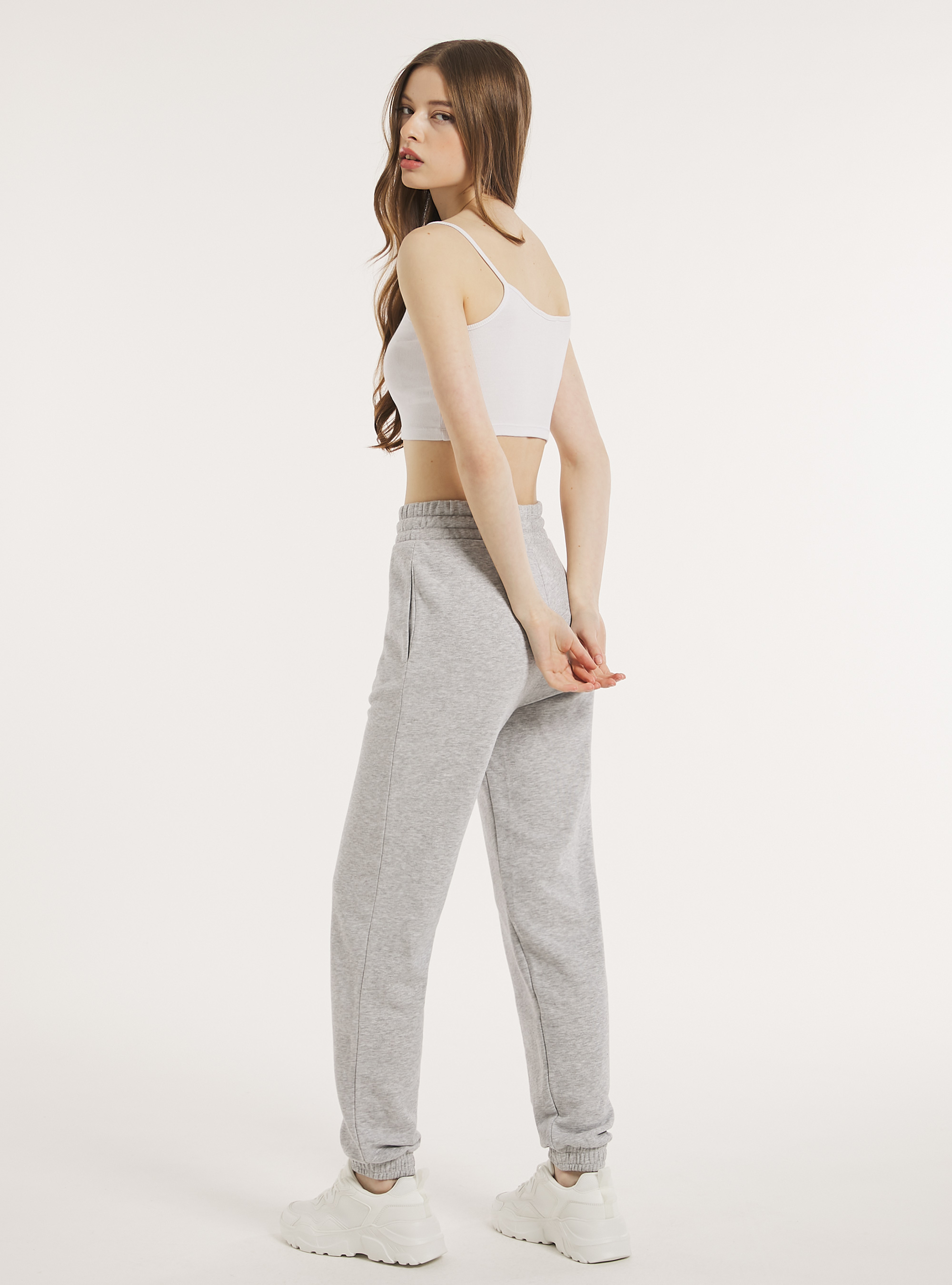 Pantalon jogger en peluche, MGY3 GREY MEL LIGHT