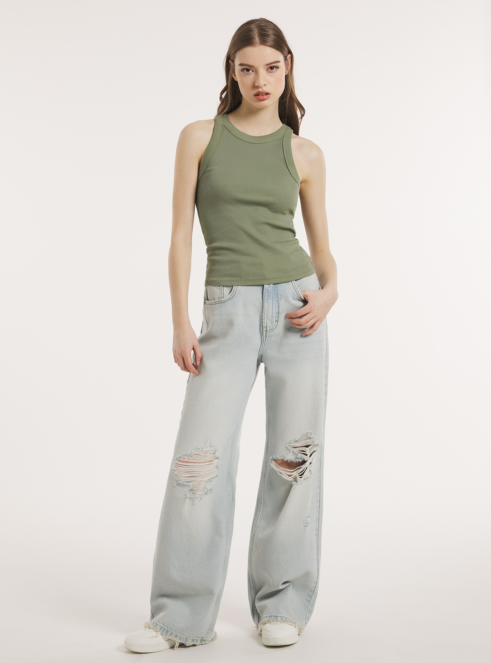 Ribbed cotton tank top, KY3 KAKY LIGHT