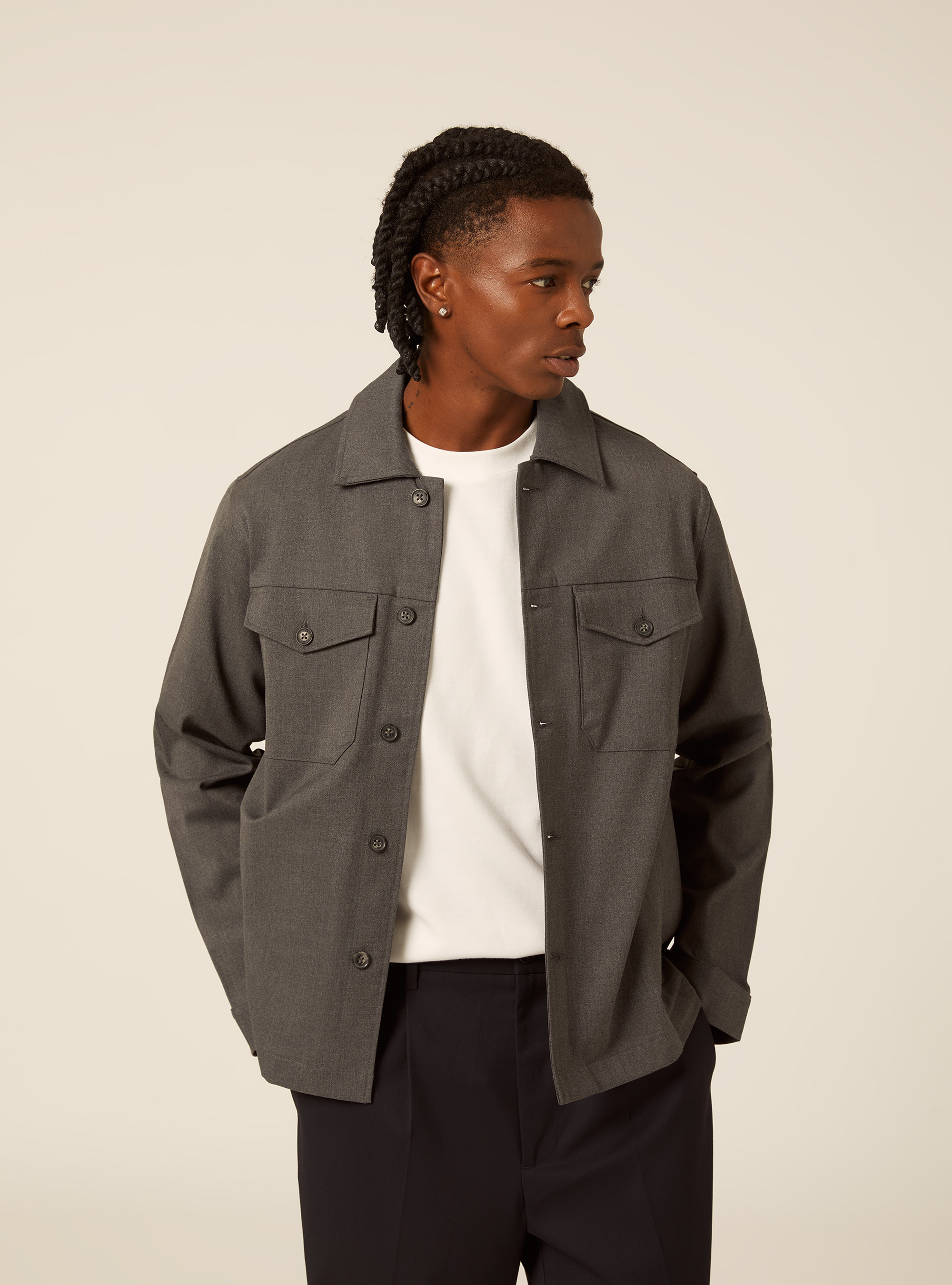 Hemdjacke mit pattentaschen, MGY1 GREY MEL DARK