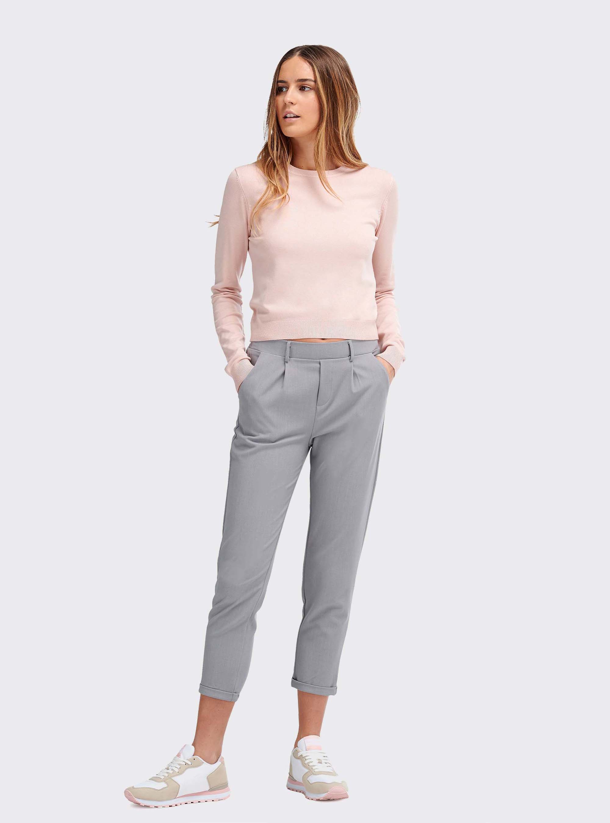 Jersey cropped cuello redondo, ROSA