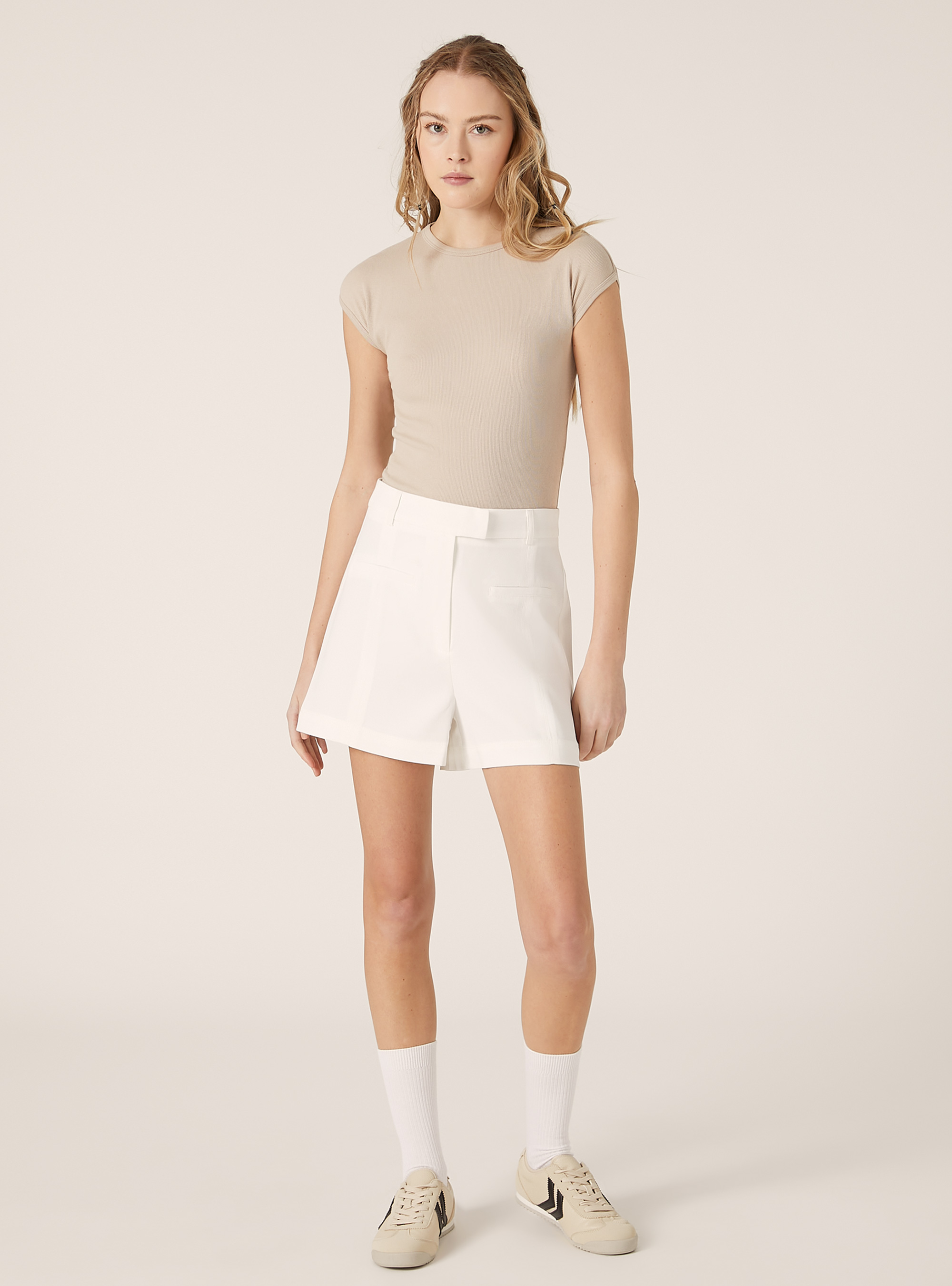 Ribbed bodysuit in stretch cotton, BG2 BEIGE MEDIUM