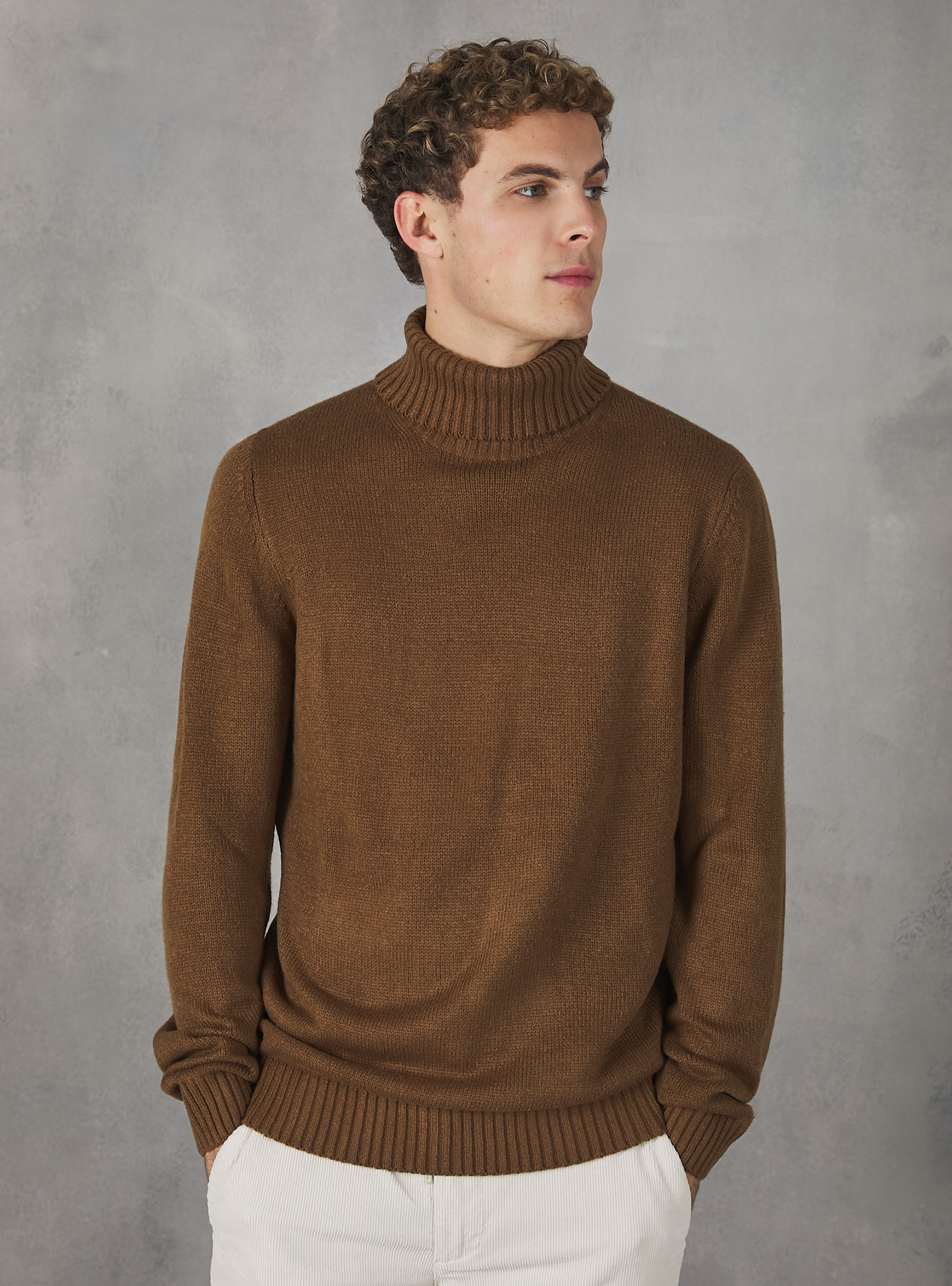 Pullover a collo alto cachemire touch, TB2 TOBACCO MEDIUM