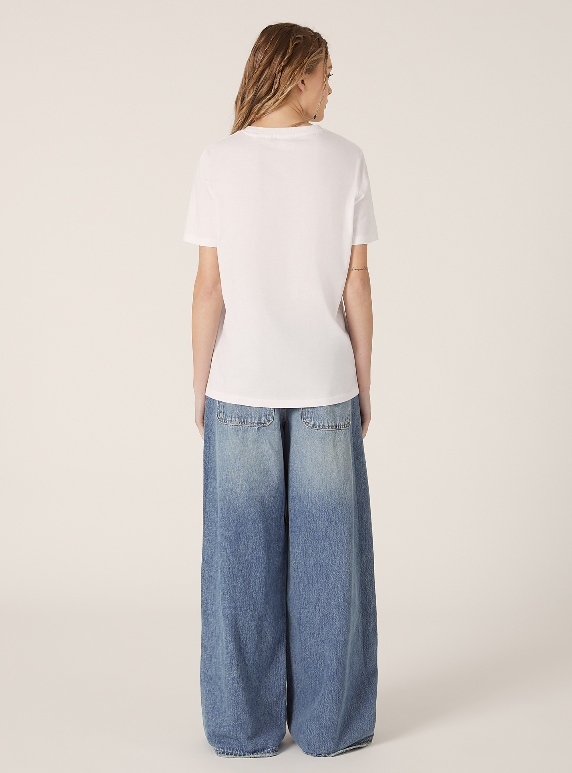 Creamy print T-shirt / Alcott, WH3 WHITE