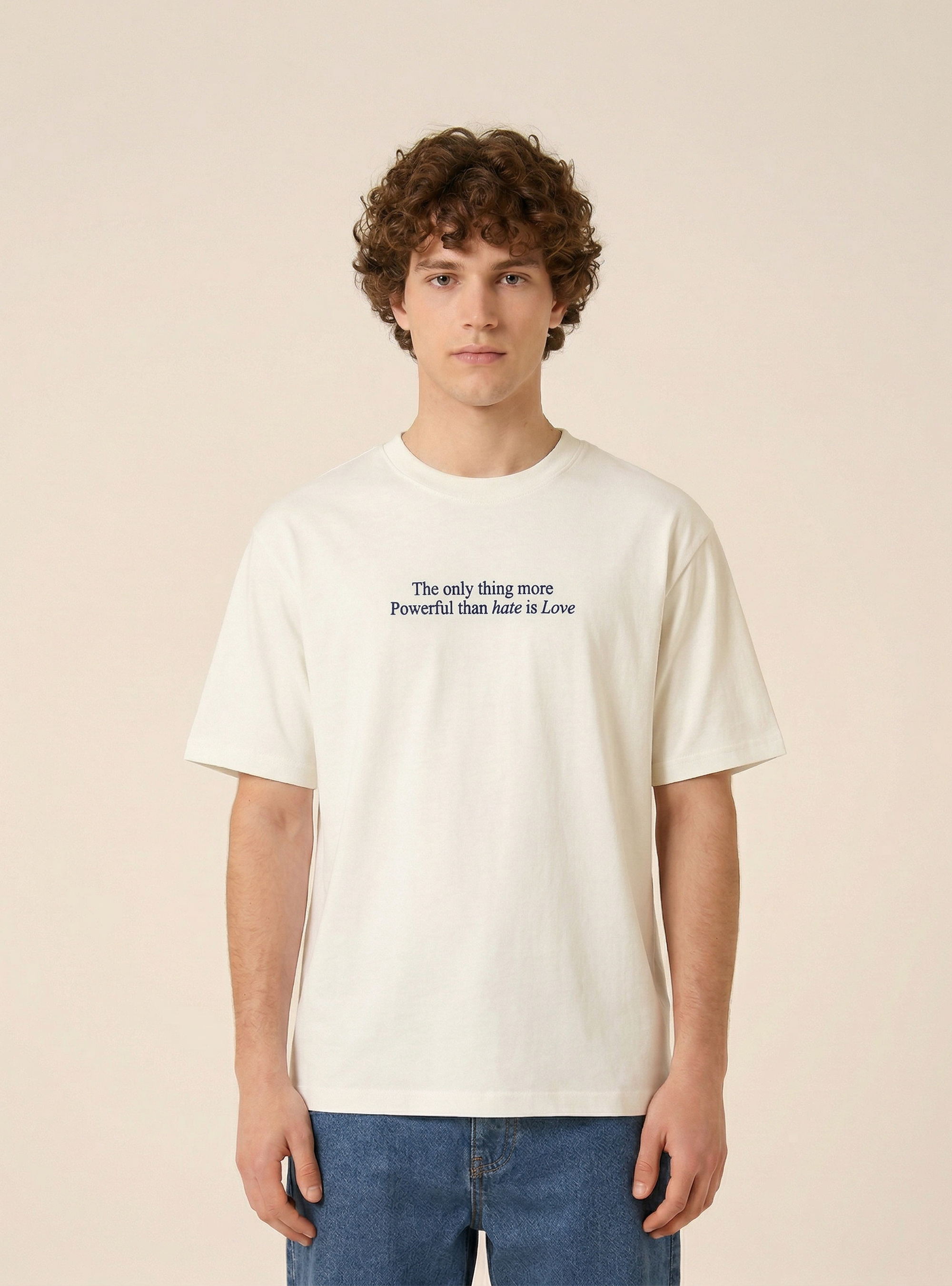 T-shirt boxy con stampa the only thing, WH2 WHITE