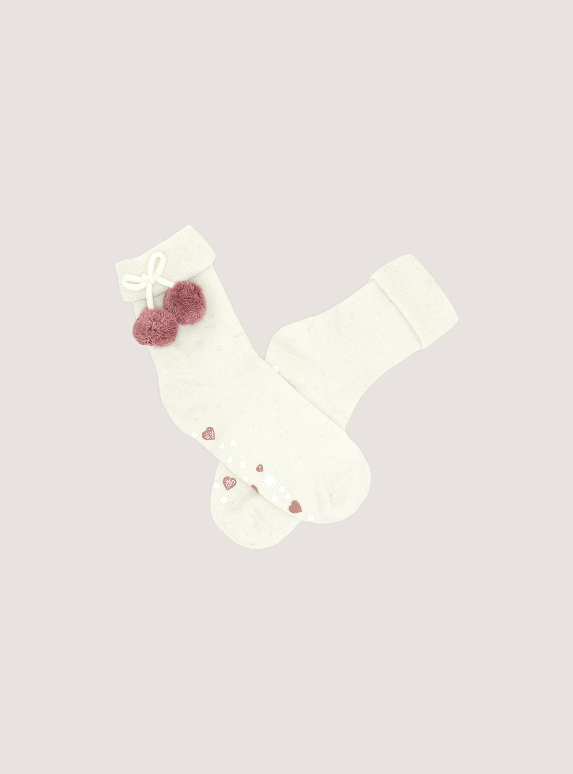 Slip-on socks with pom-poms, WH1 OFF WHITE