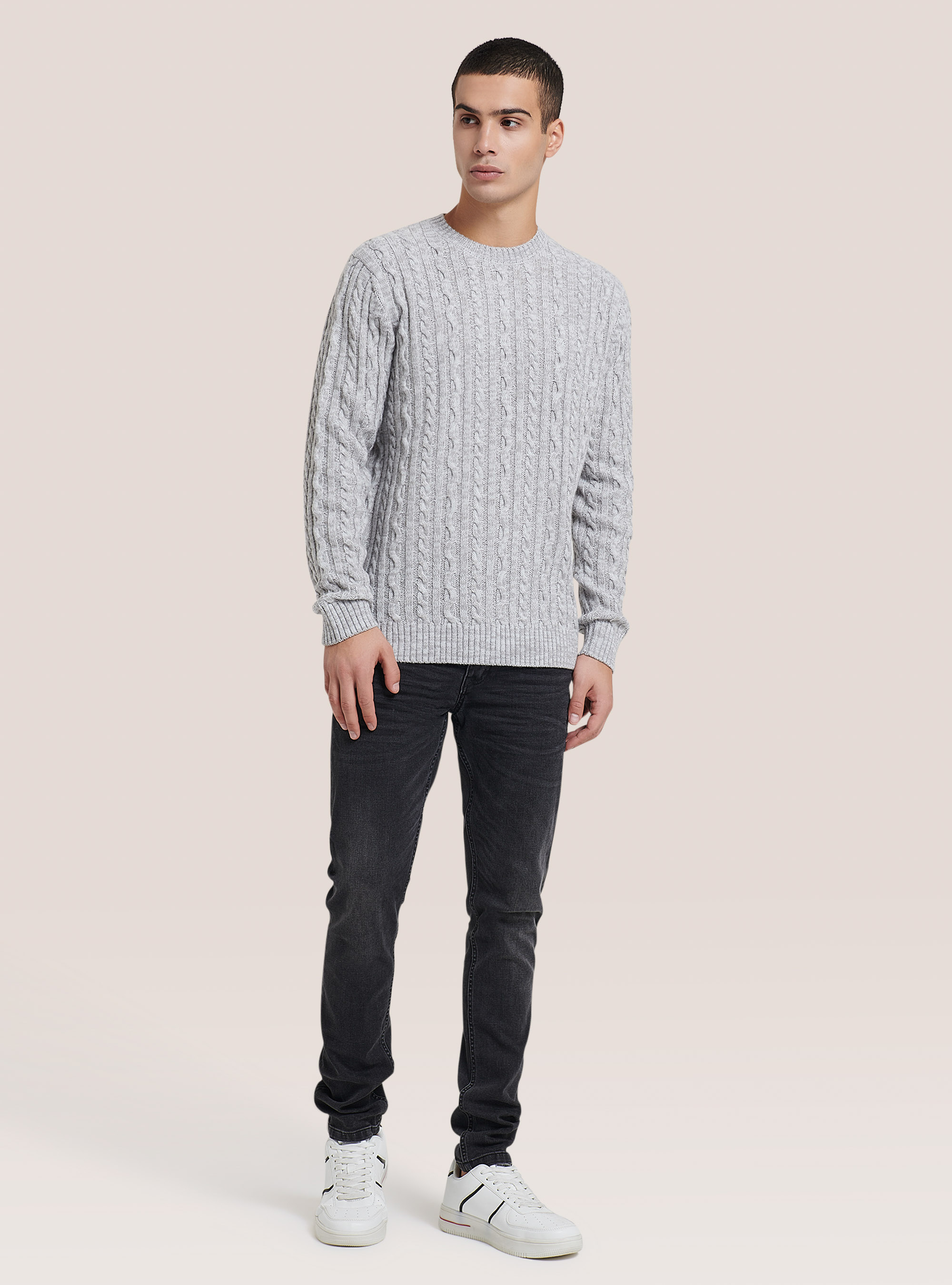 Pullover caldo con trecce, PERLA