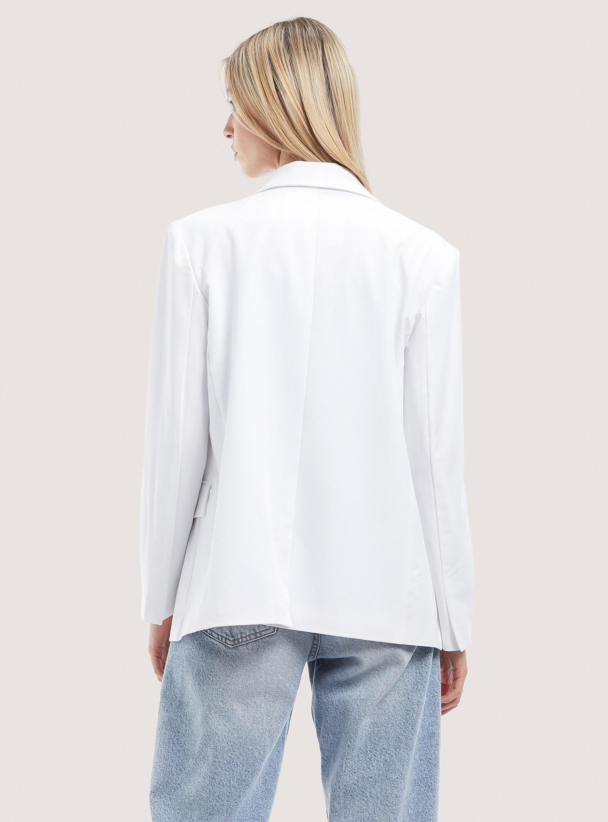 Oversized single breasted blazer, WHITE