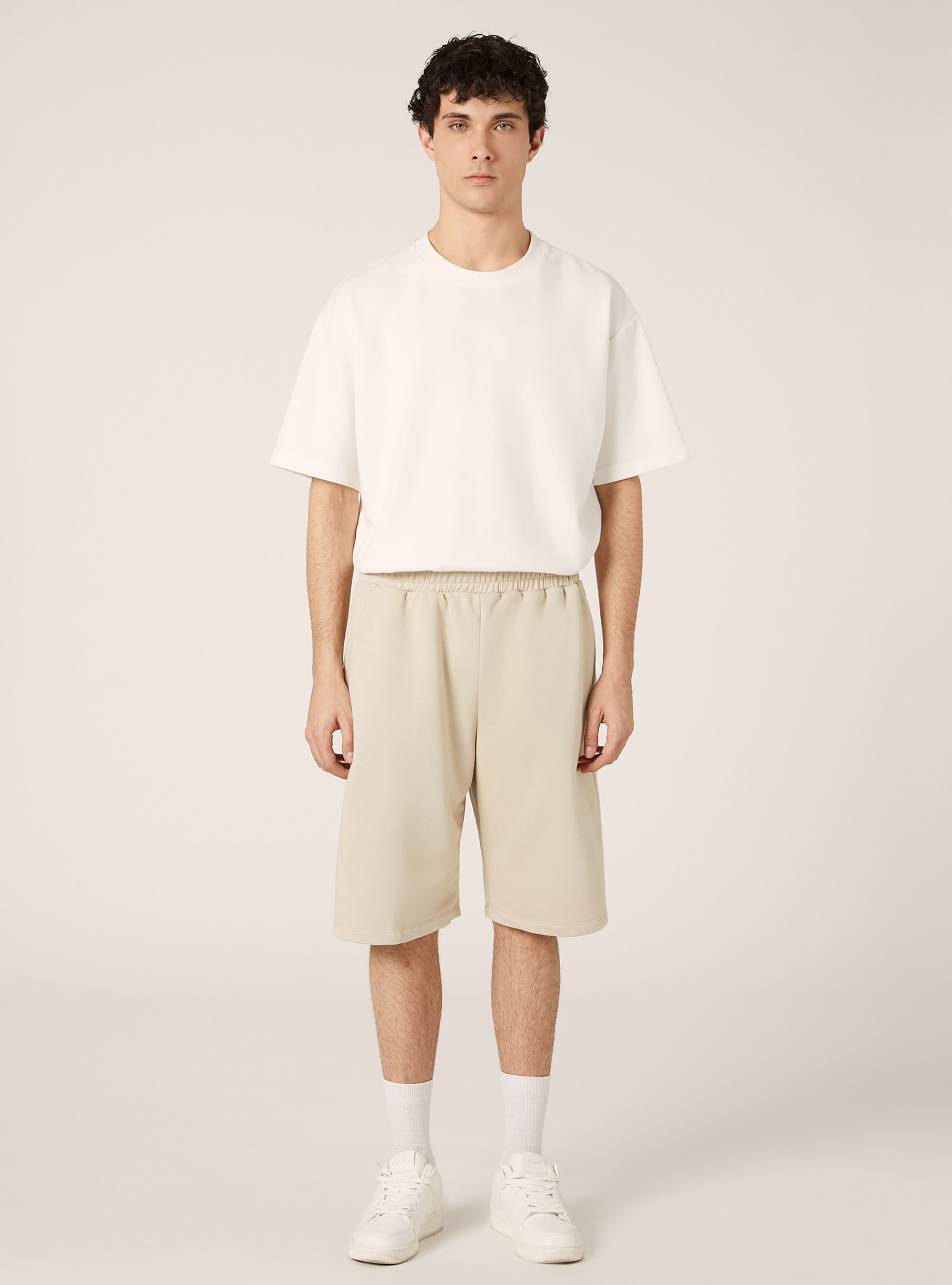 Locker sitzende Bermudashorts aus Baumwolle, BG3 BEIGE LIGHT