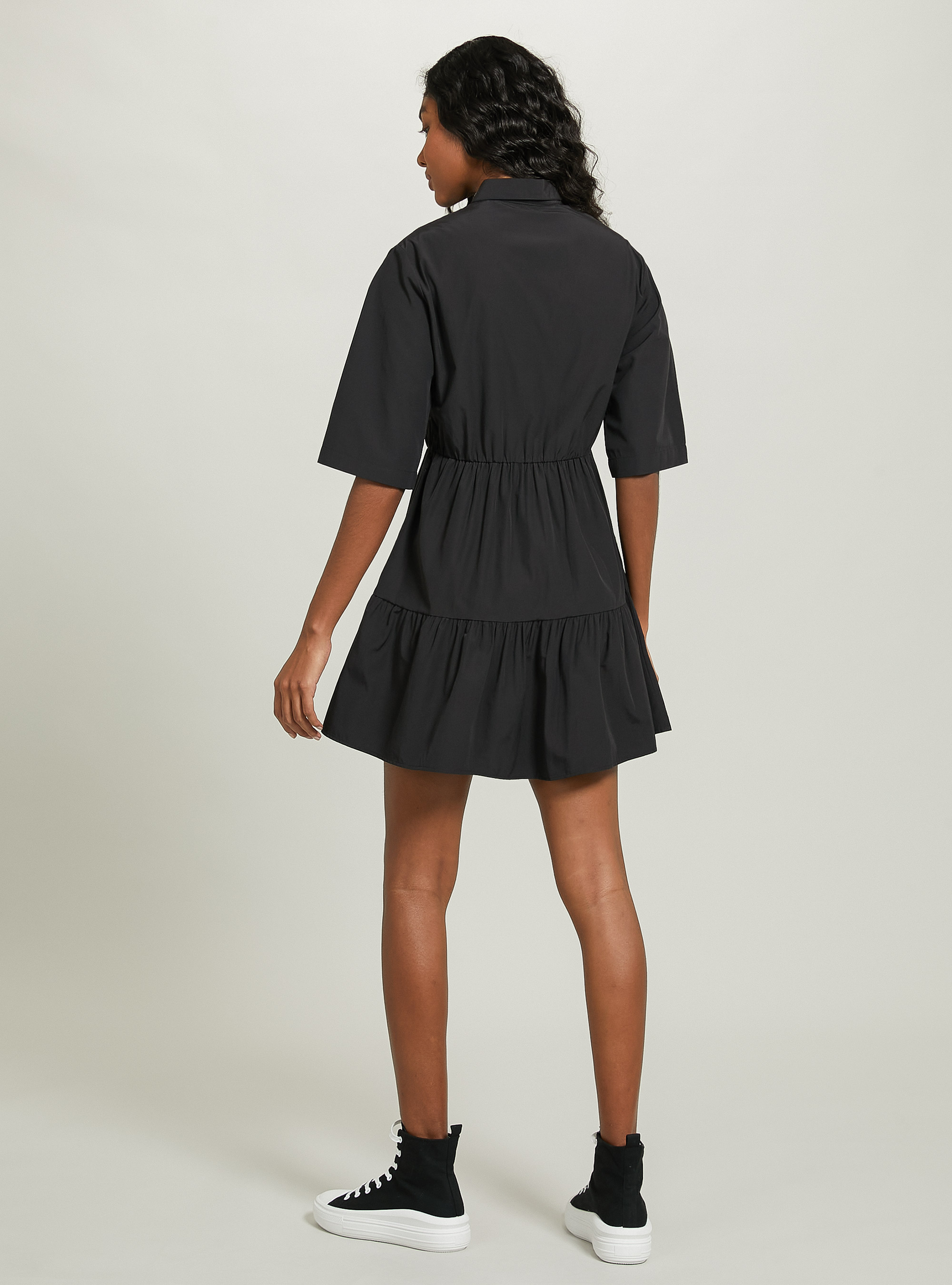 Vestito chemisier in popeline, BK1 BLACK