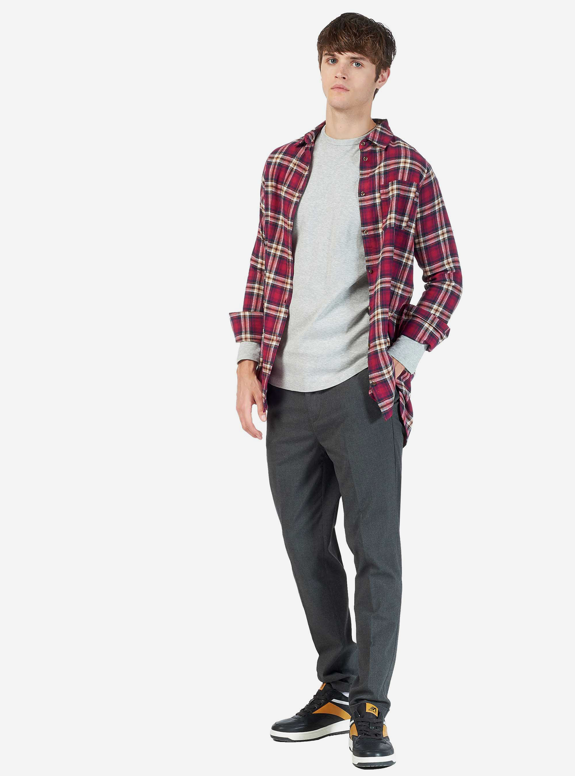 BASIC T-SHIRT LONG SLEEVE, LIGHT GREY MELANGE