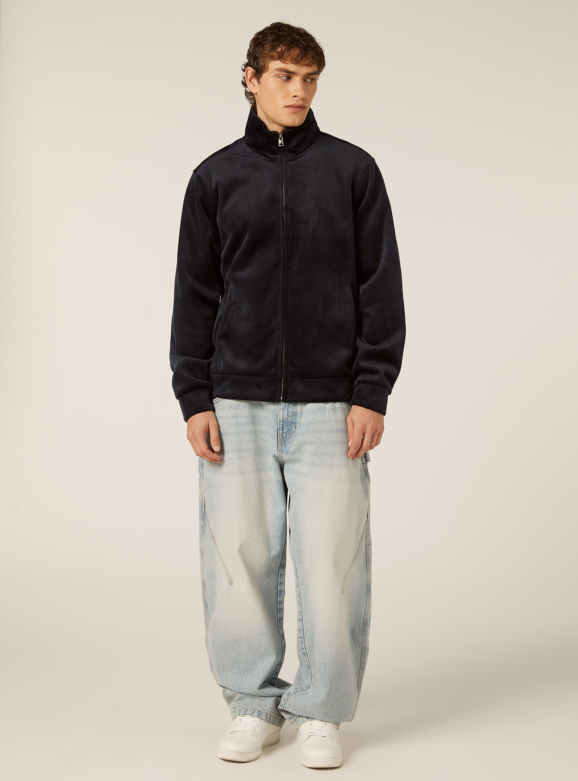 Sudadera con cremallera de pana, NA1 NAVY DARK