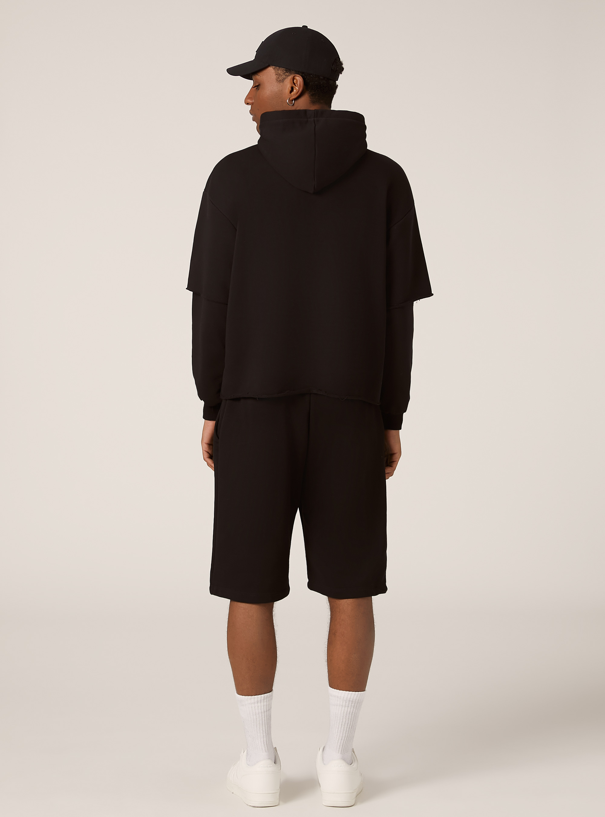 Double sleeve boxy sweatshirt, BK1 BLACK
