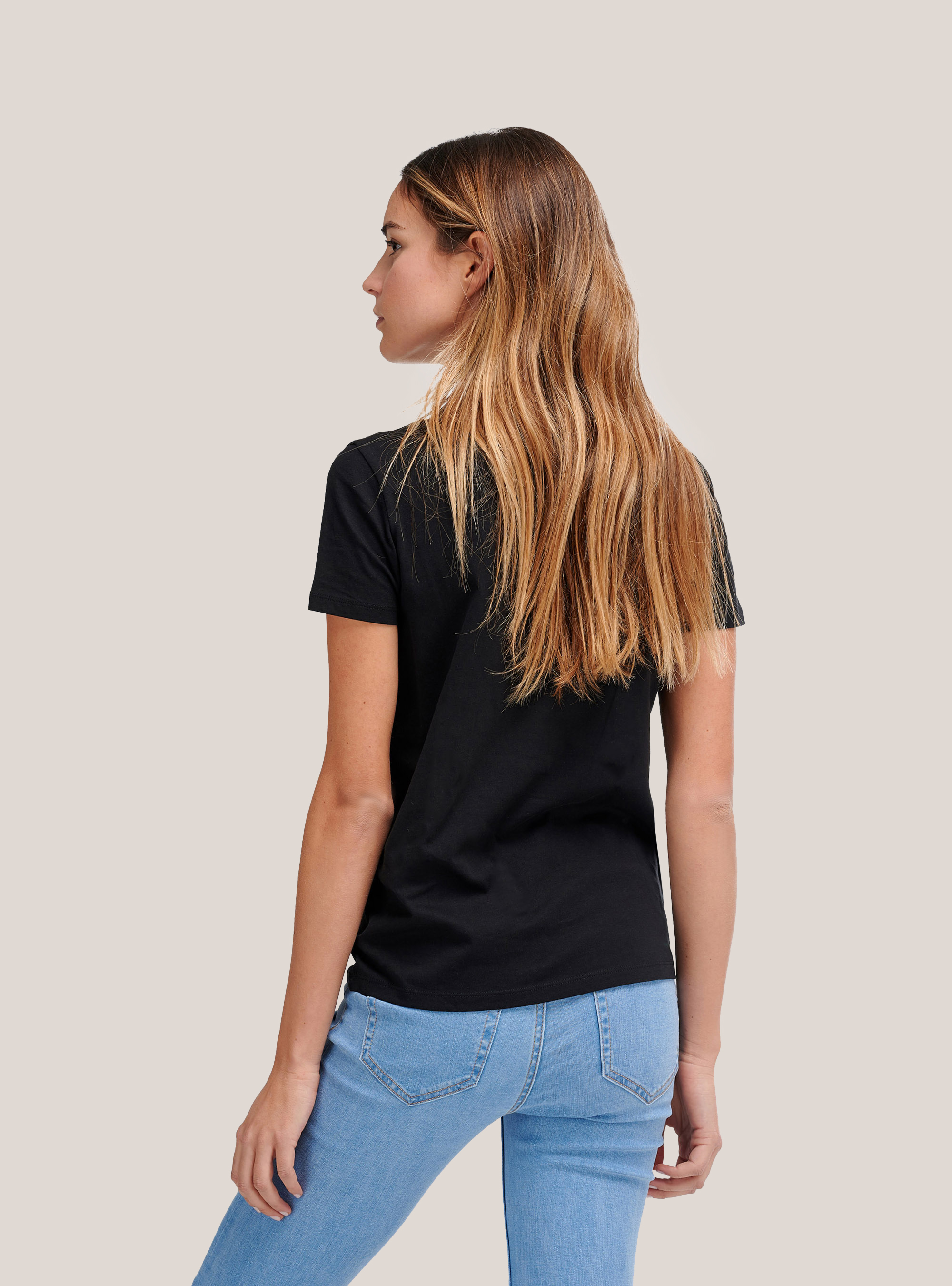 Cotton T-shirt with sequined smiley face, BLACK