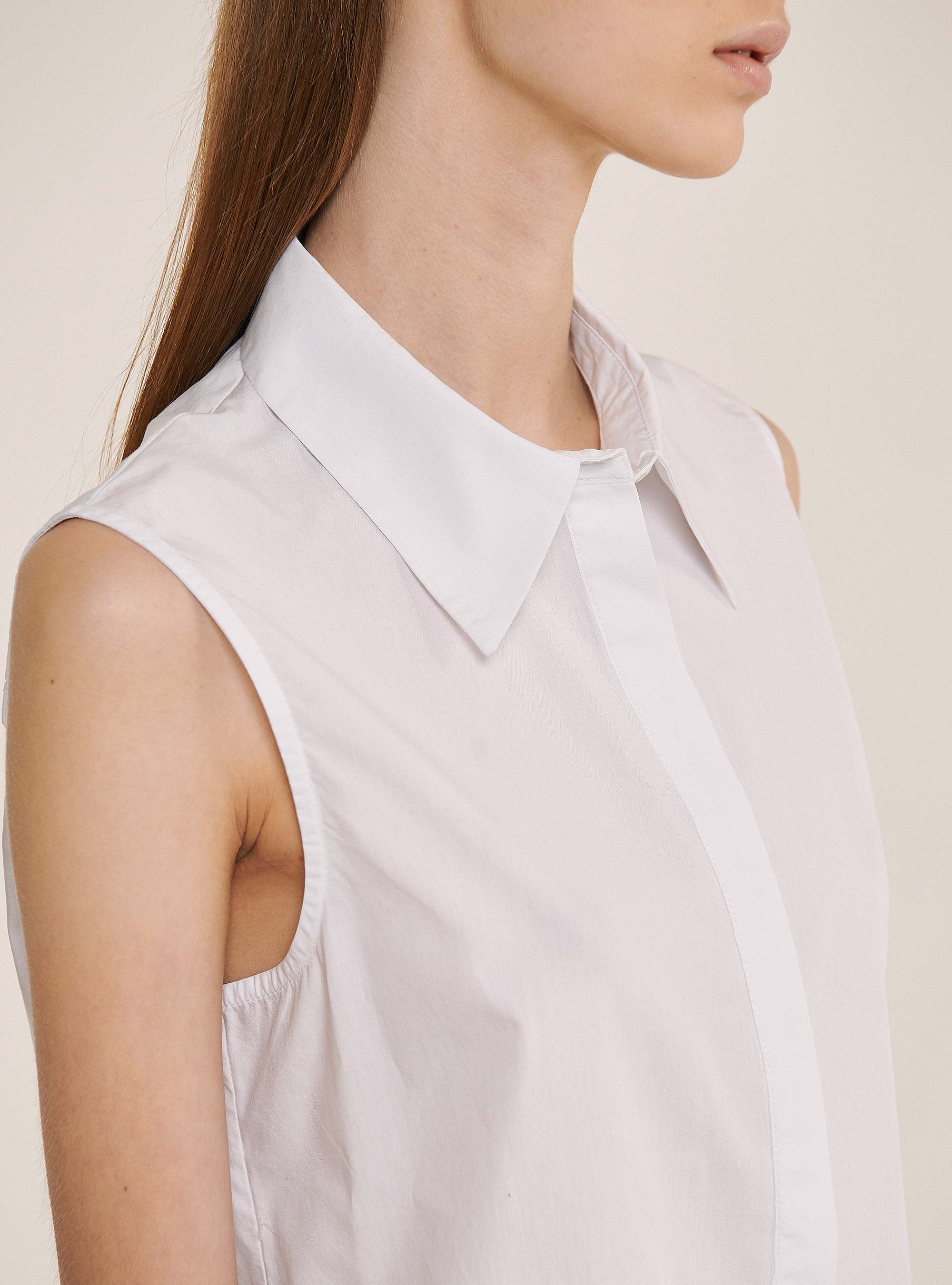 Oversized sleeveless shirt, WHITE