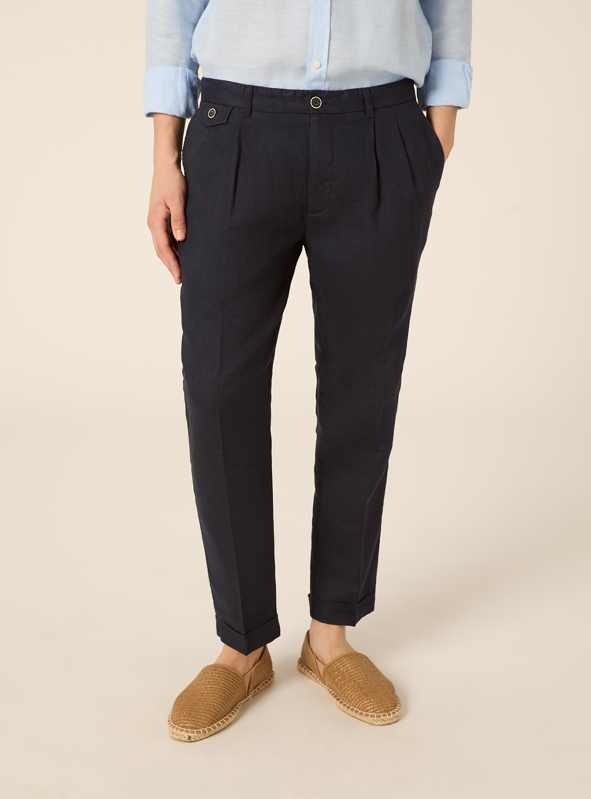 Chinos in lino, NA1 NAVY DARK
