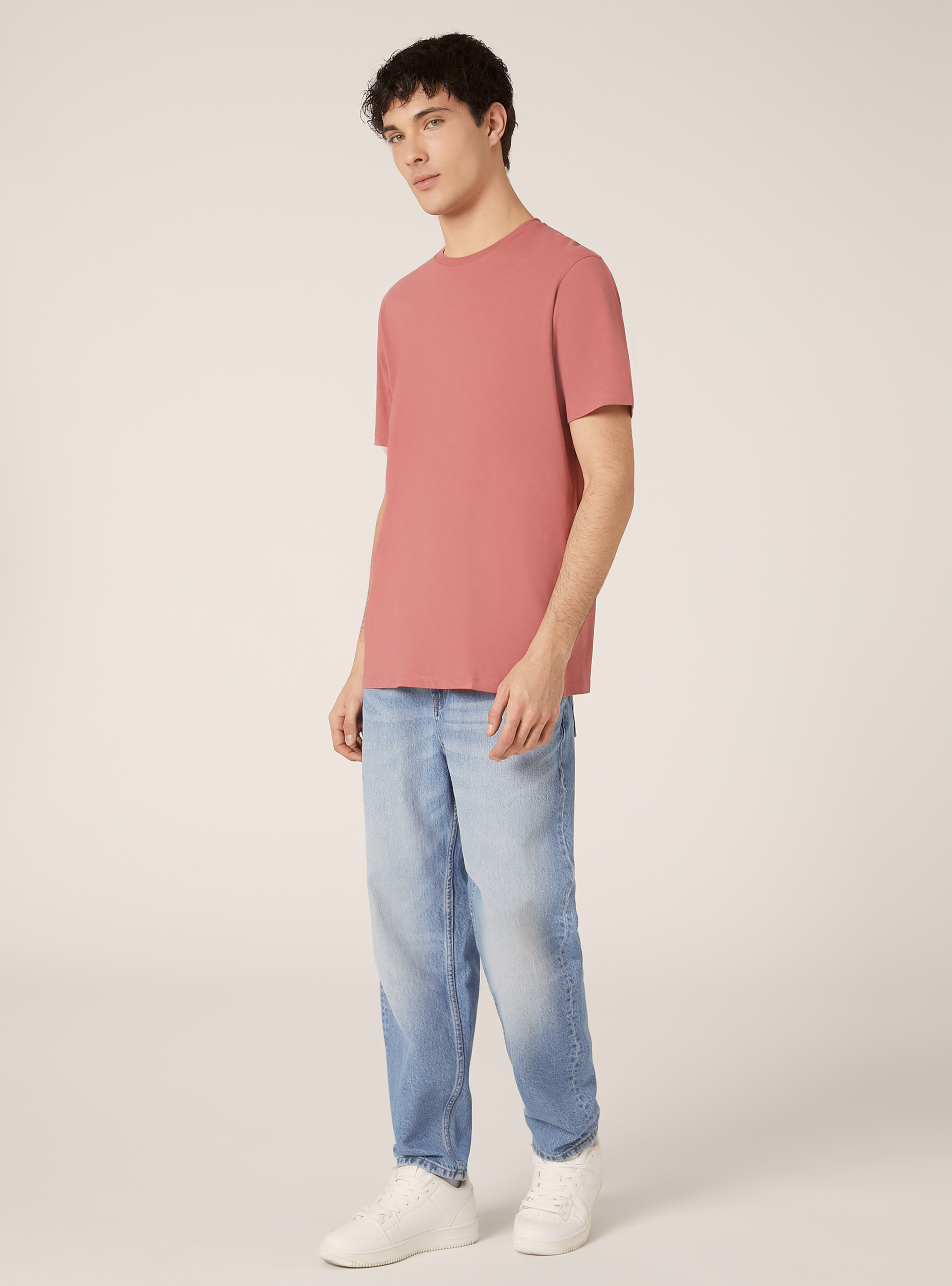 T-shirt en coton &agrave; col ras du cou, PK1 PINK DARK