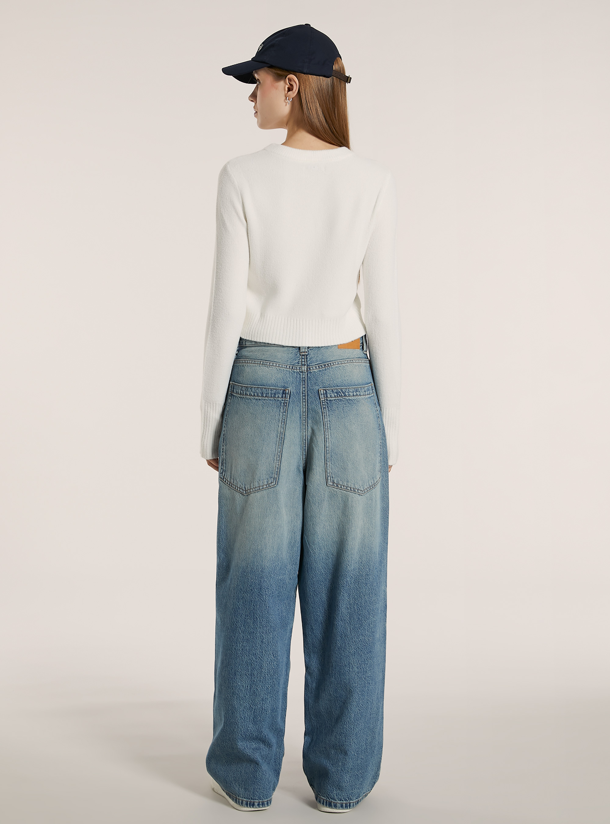 Pullover  girocollo pelo rasato, WH2 WHITE