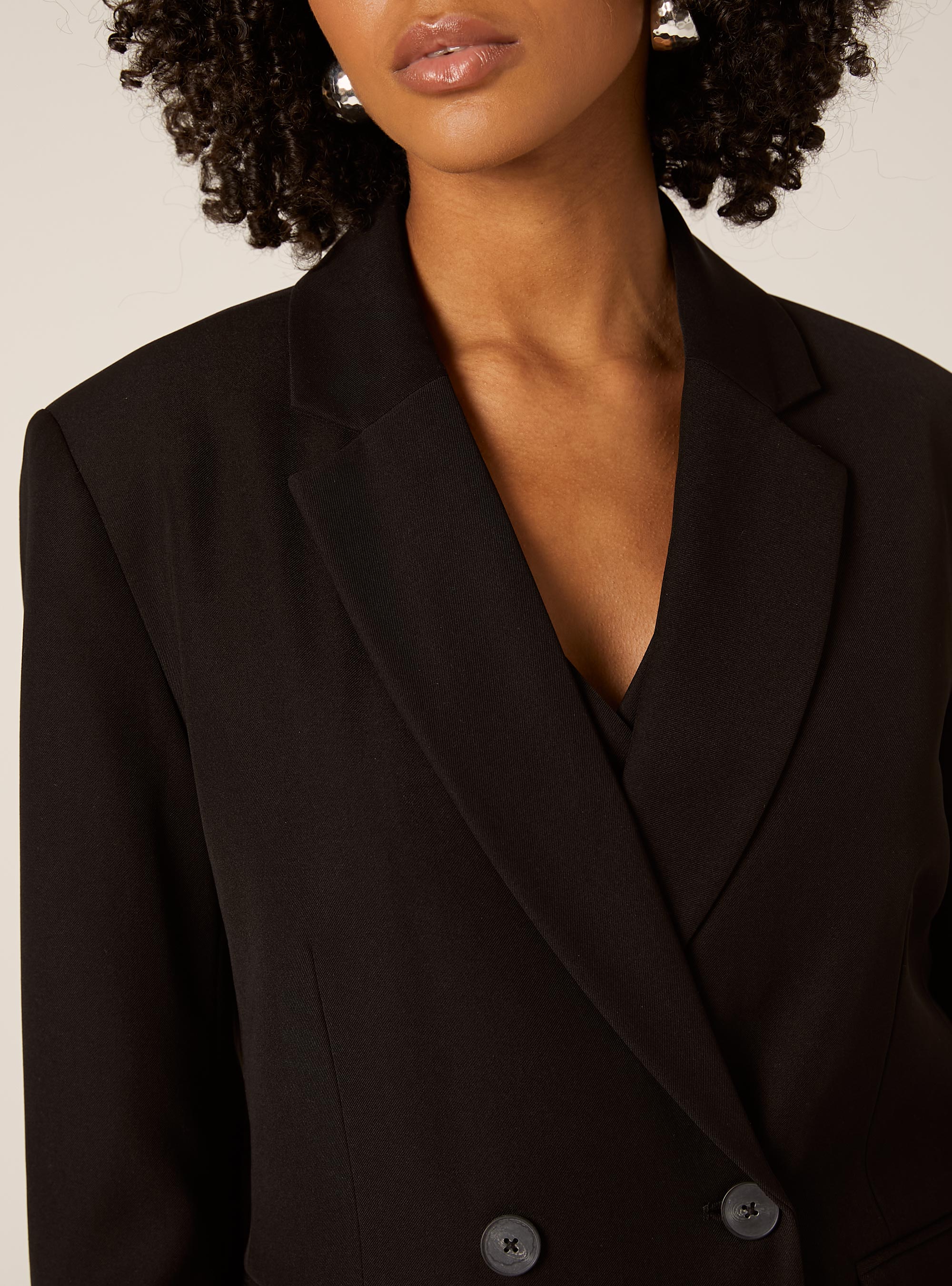 Blazer entallado de doble botonadura, BK1 BLACK