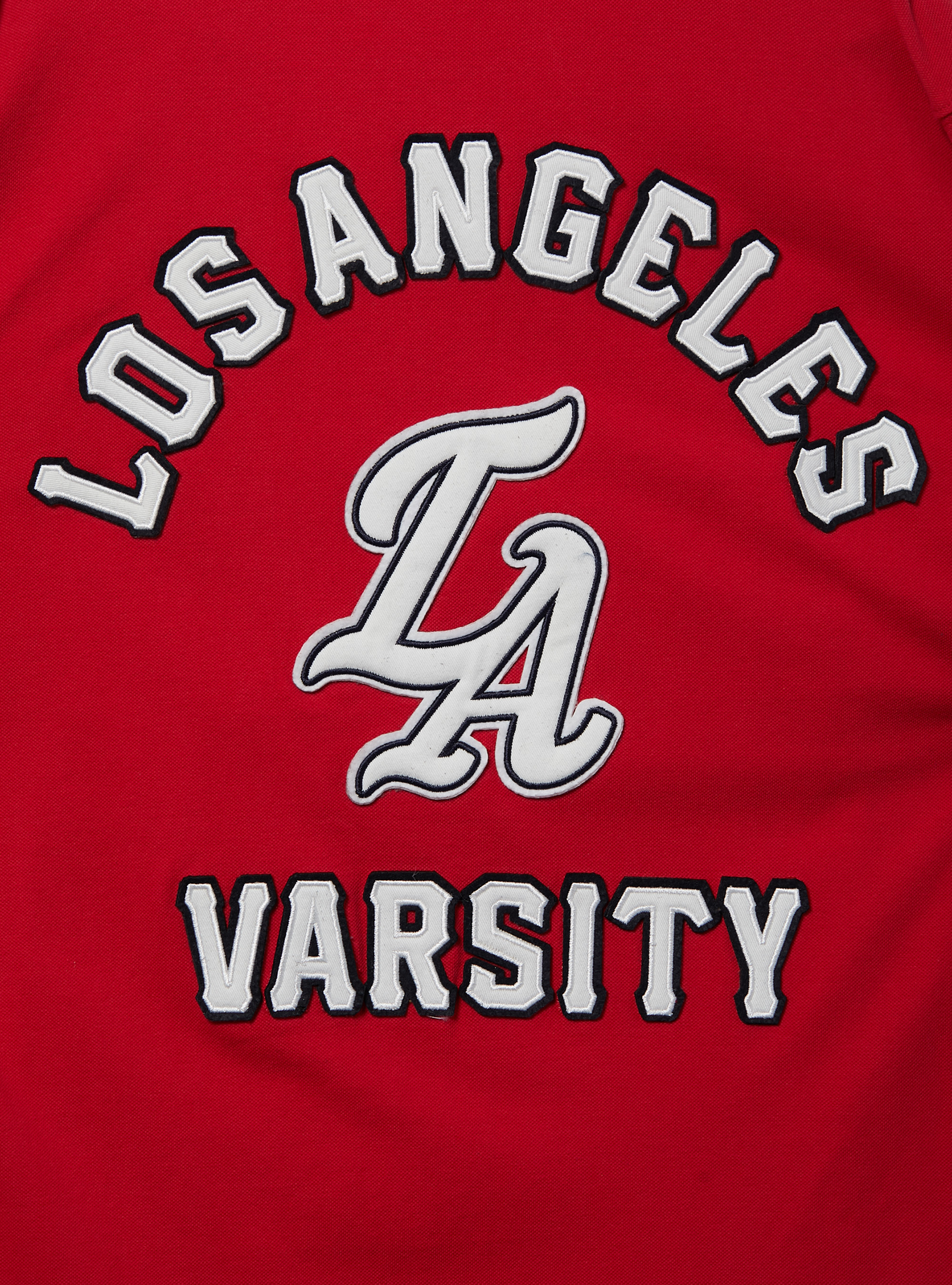 Polo in cotone con patch Varsity, C3376 RED