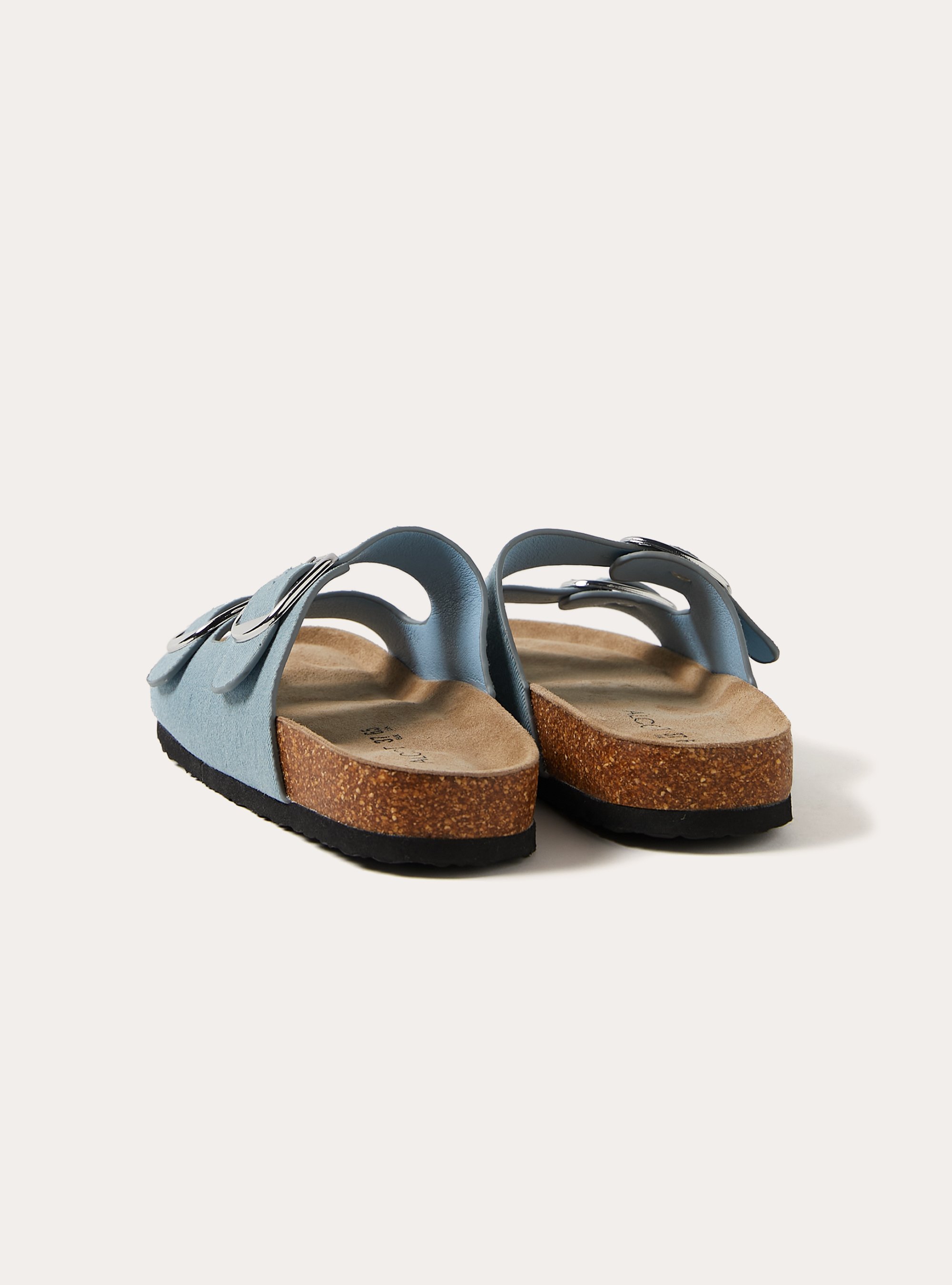 Niedrige Sandaletten aus Denim mit Wildledersohle, D006 AZURE