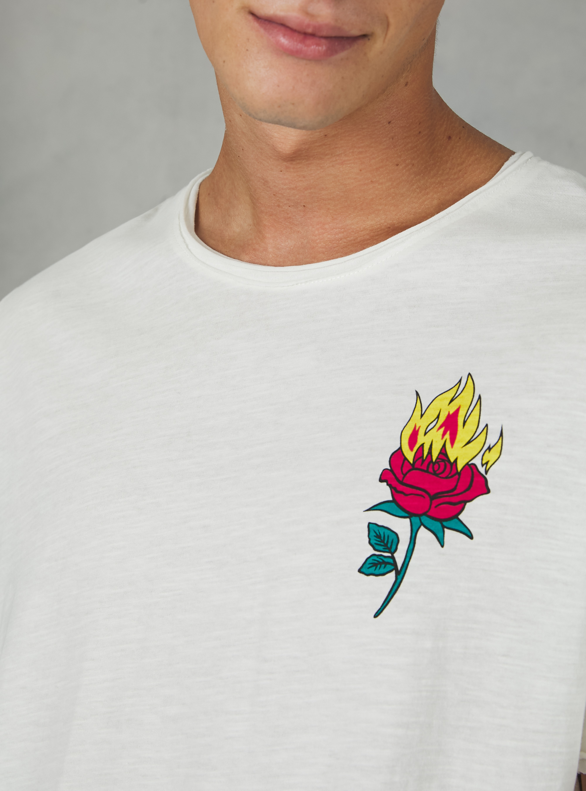 Camiseta de algod&oacute;n con estampado, BLANCO