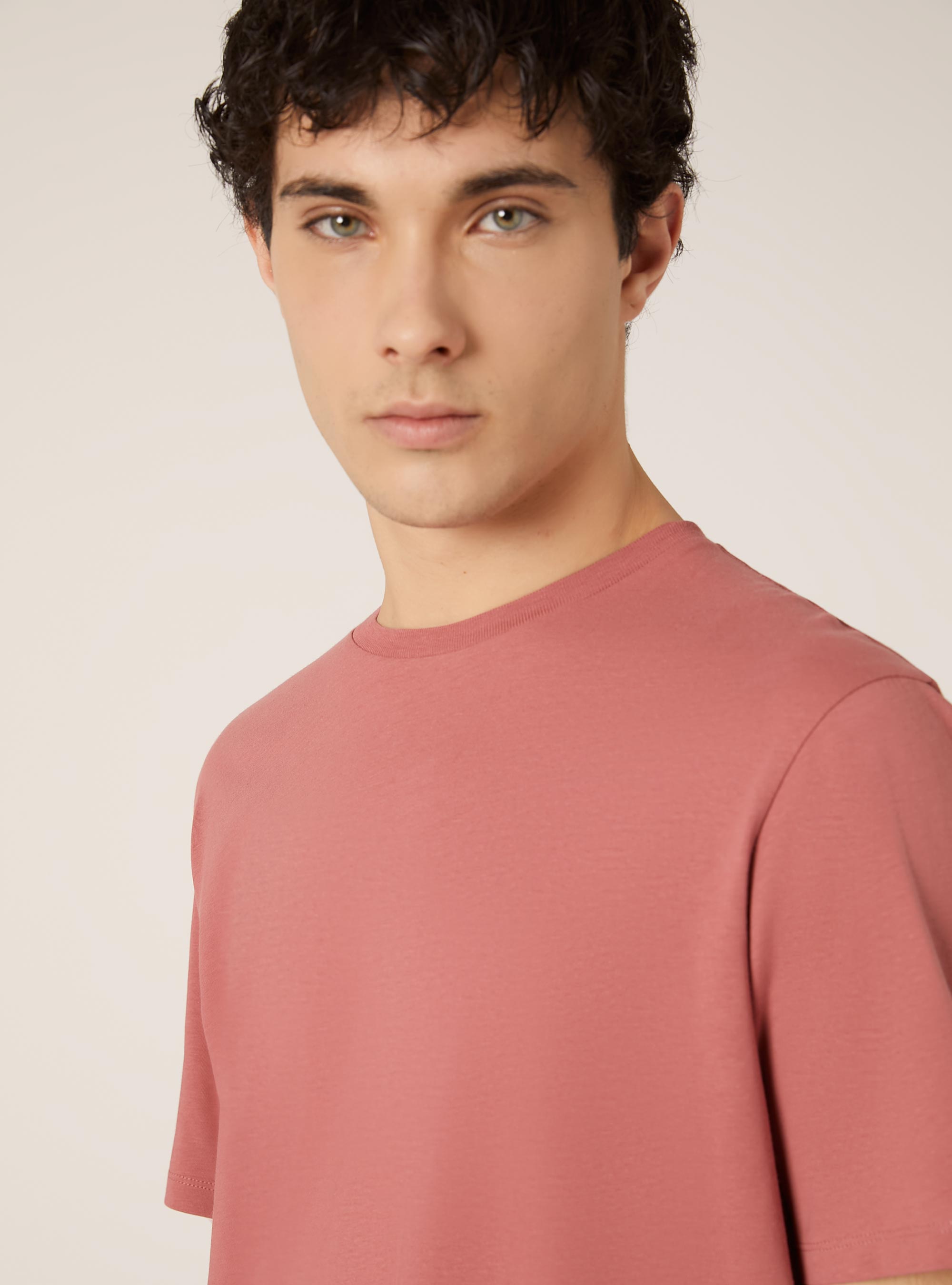 T-shirt en coton &agrave; col ras du cou, PK1 PINK DARK