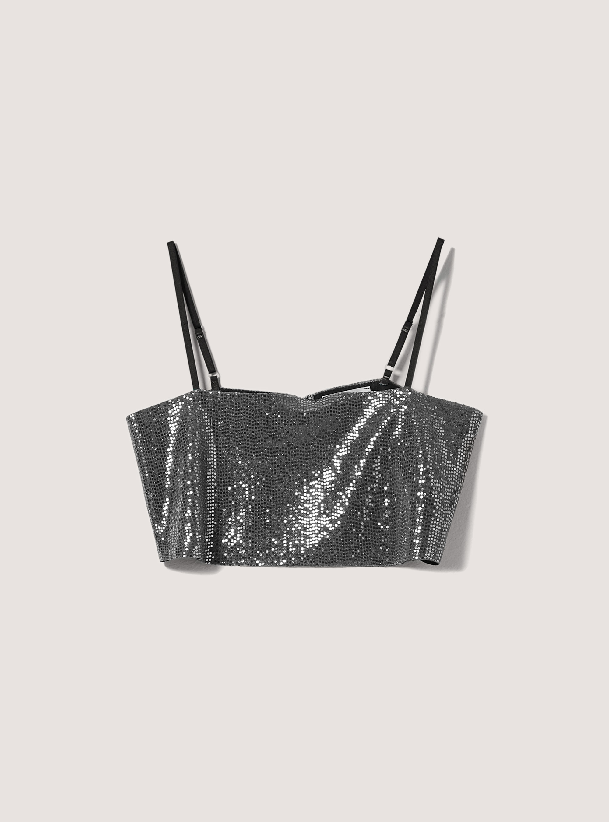 Top a fascia in paillettes, GY2 GREY MEDIUM