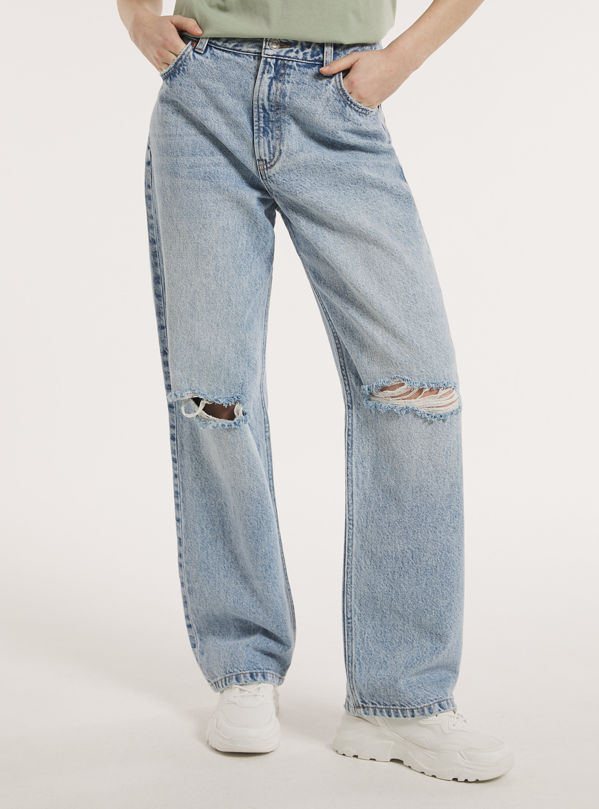 Jean ample à coupe droite, D007 LIGHT AZURE