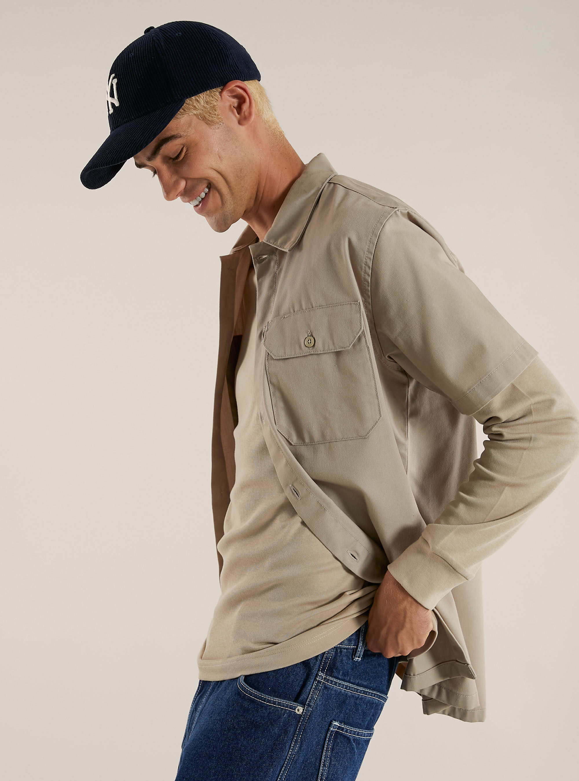 Twill shirt with large pockets, BG2 BEIGE MEDIUM