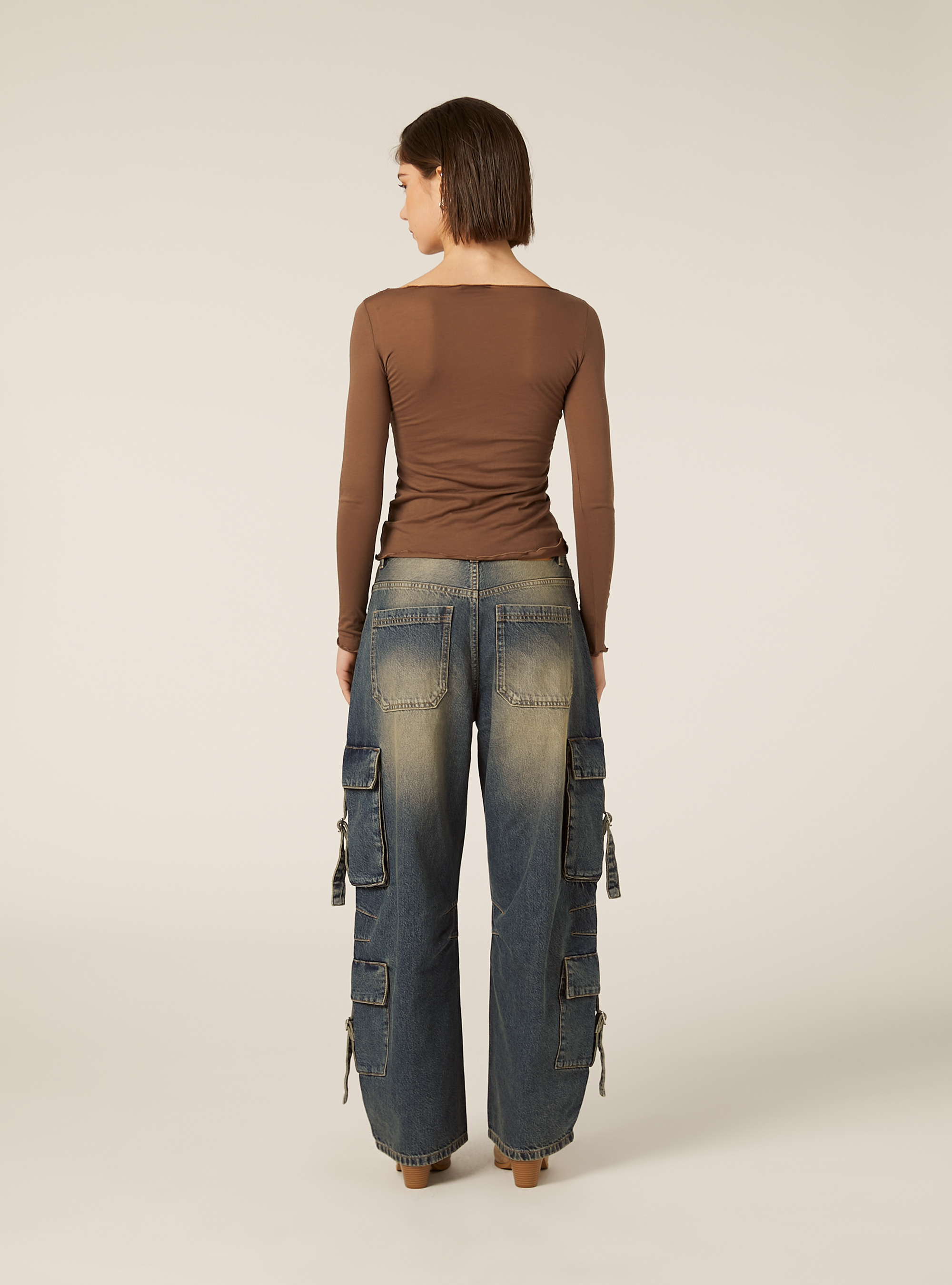 Camiseta de manga larga en mezcla de lana, BR2 BROWN MEDIUM