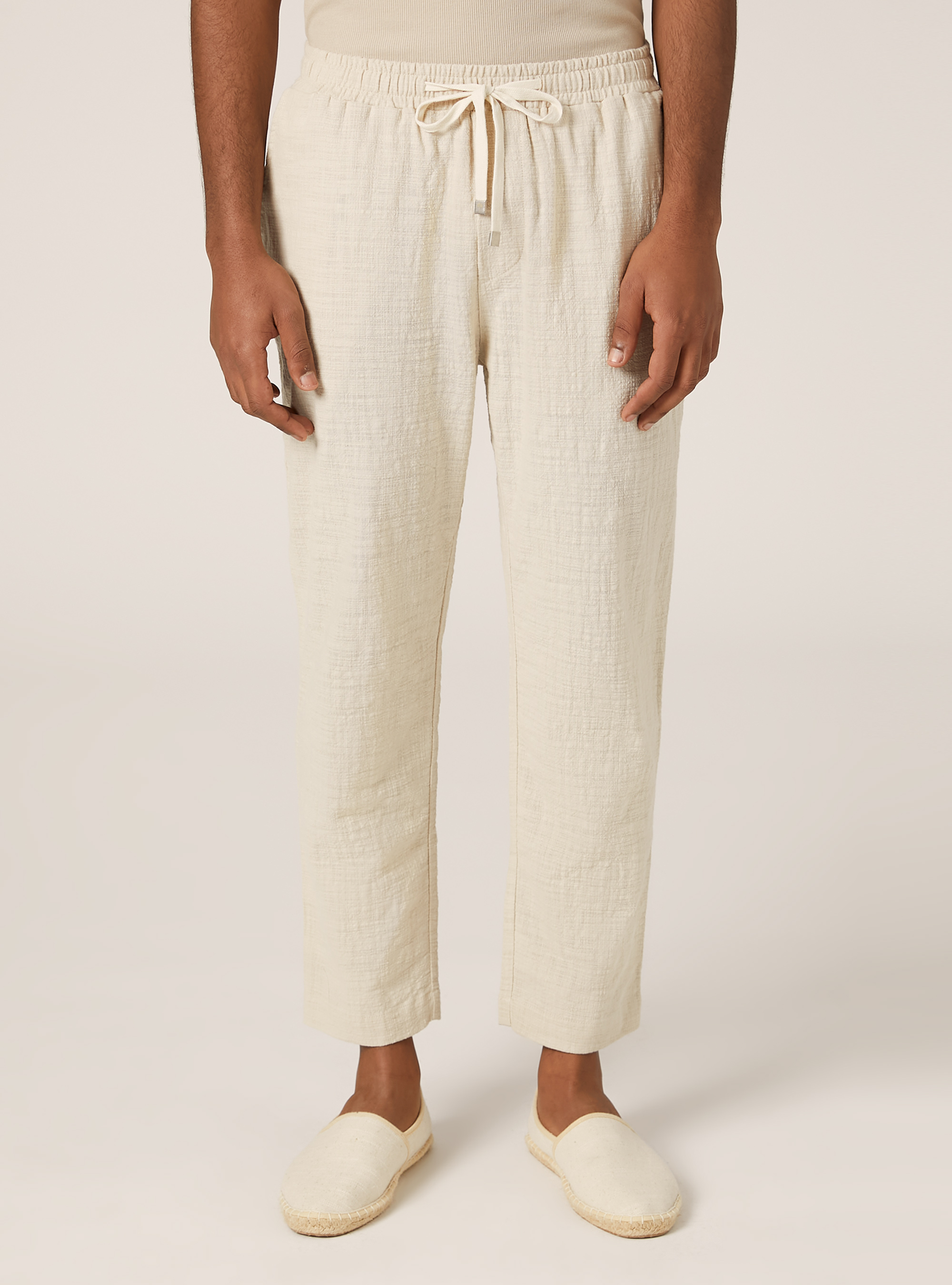 Cotton pants with drawstring waistband, BG3 BEIGE LIGHT