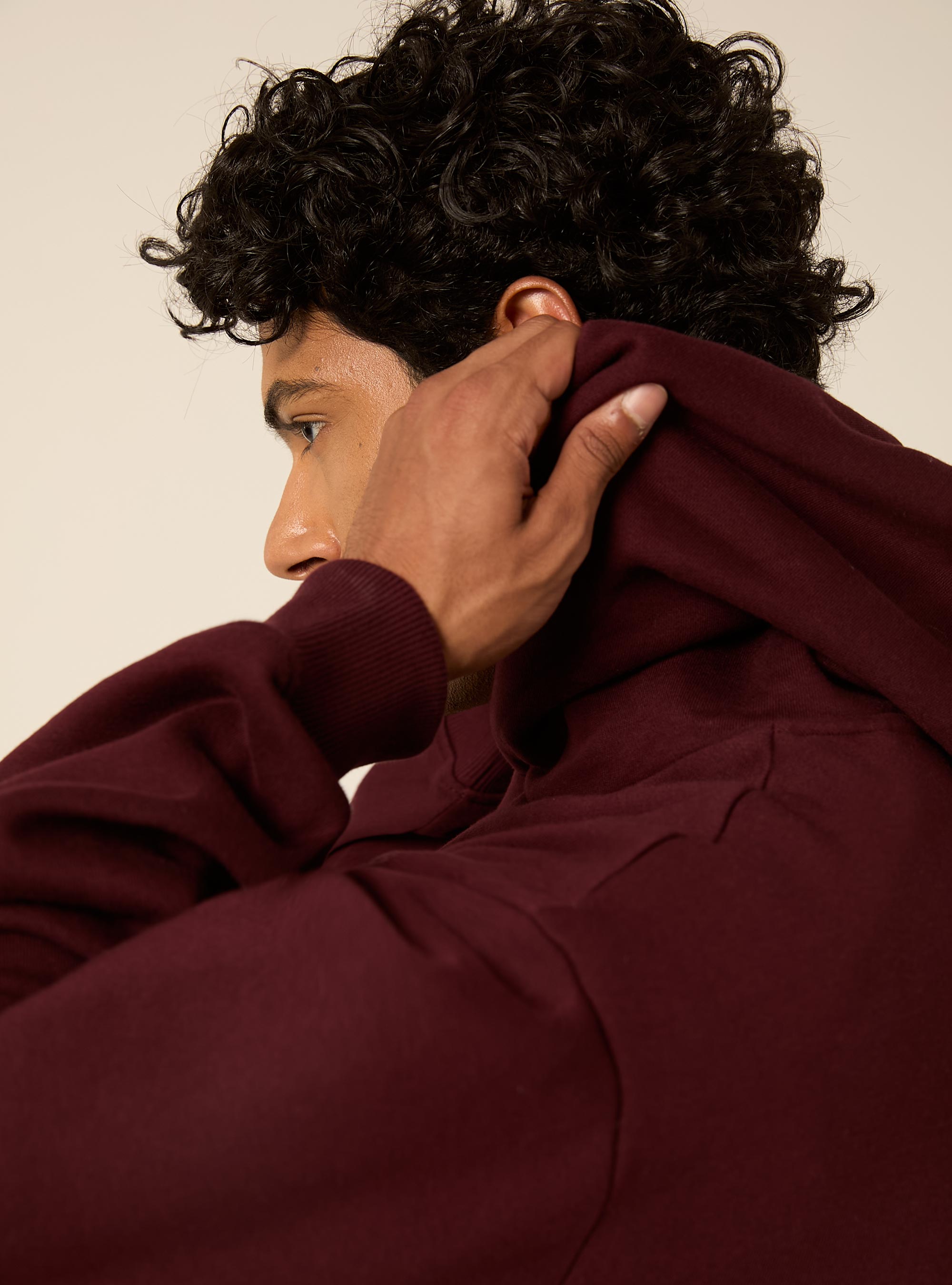 Felpa con cappuccio boxy fit, BO1 BORDEAUX DARK