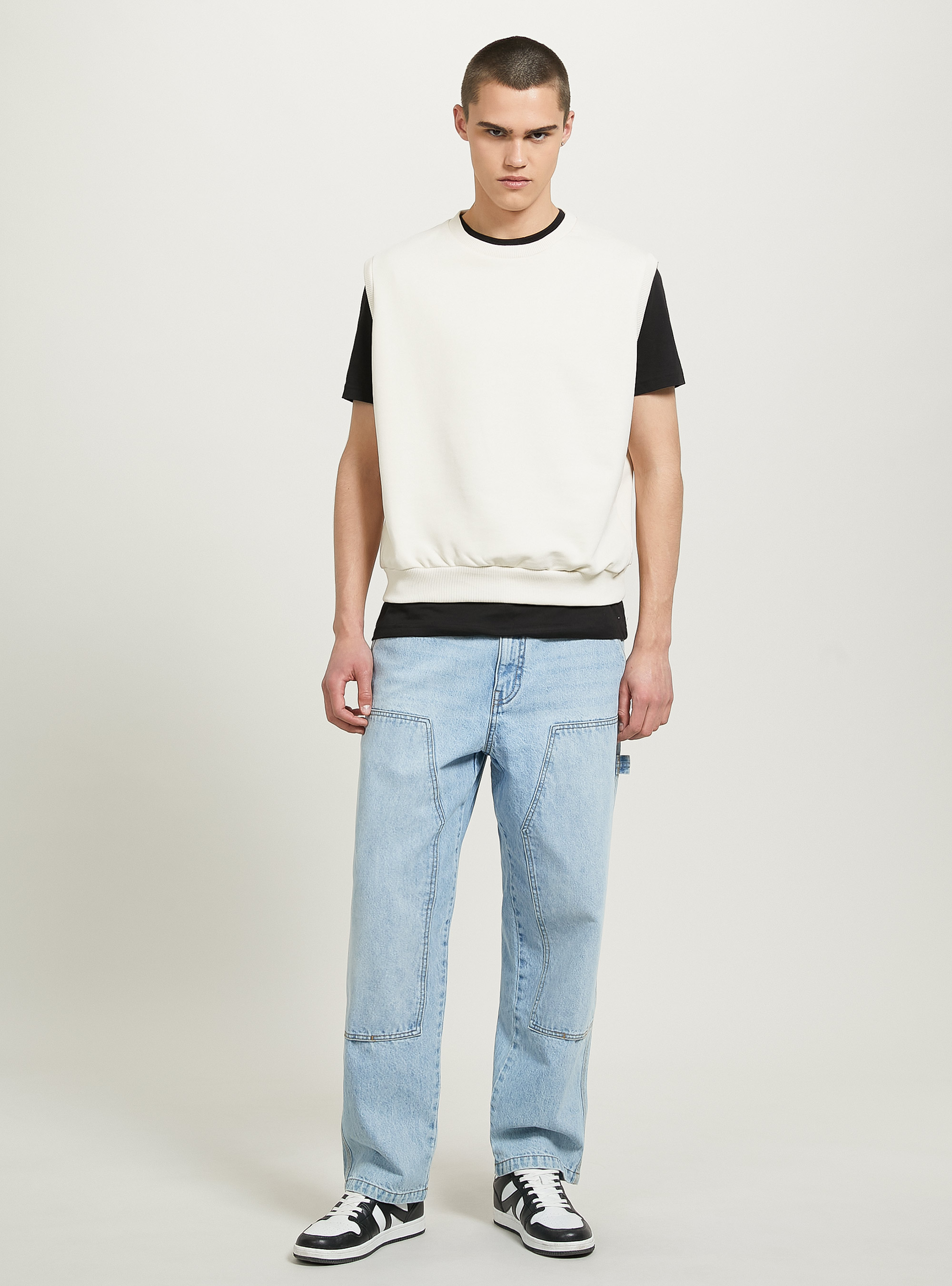 Felpa gilet boxy fit, SA2 SAND MEDIUM