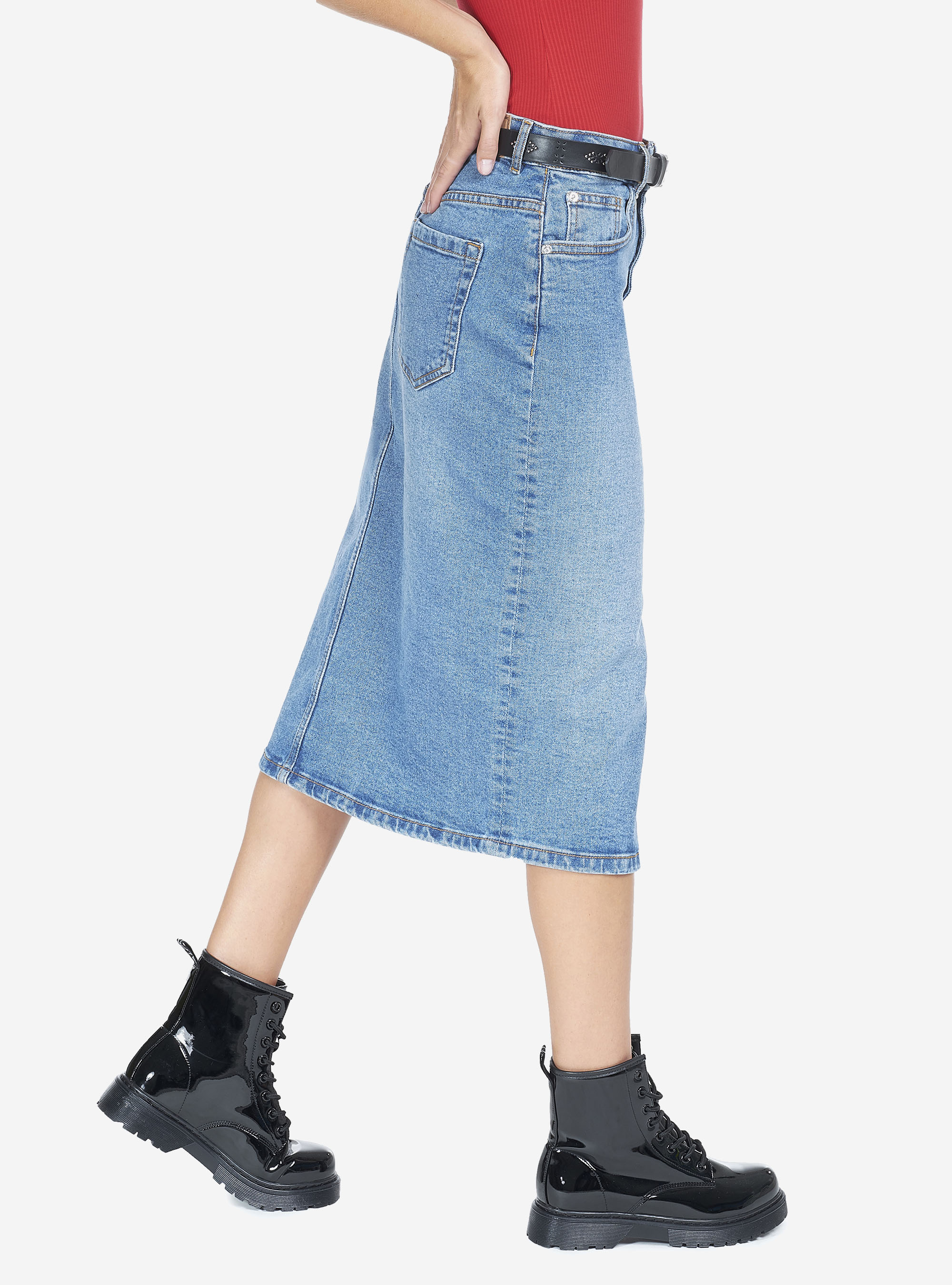 Jupe en jean avec poches, C272 BLUE