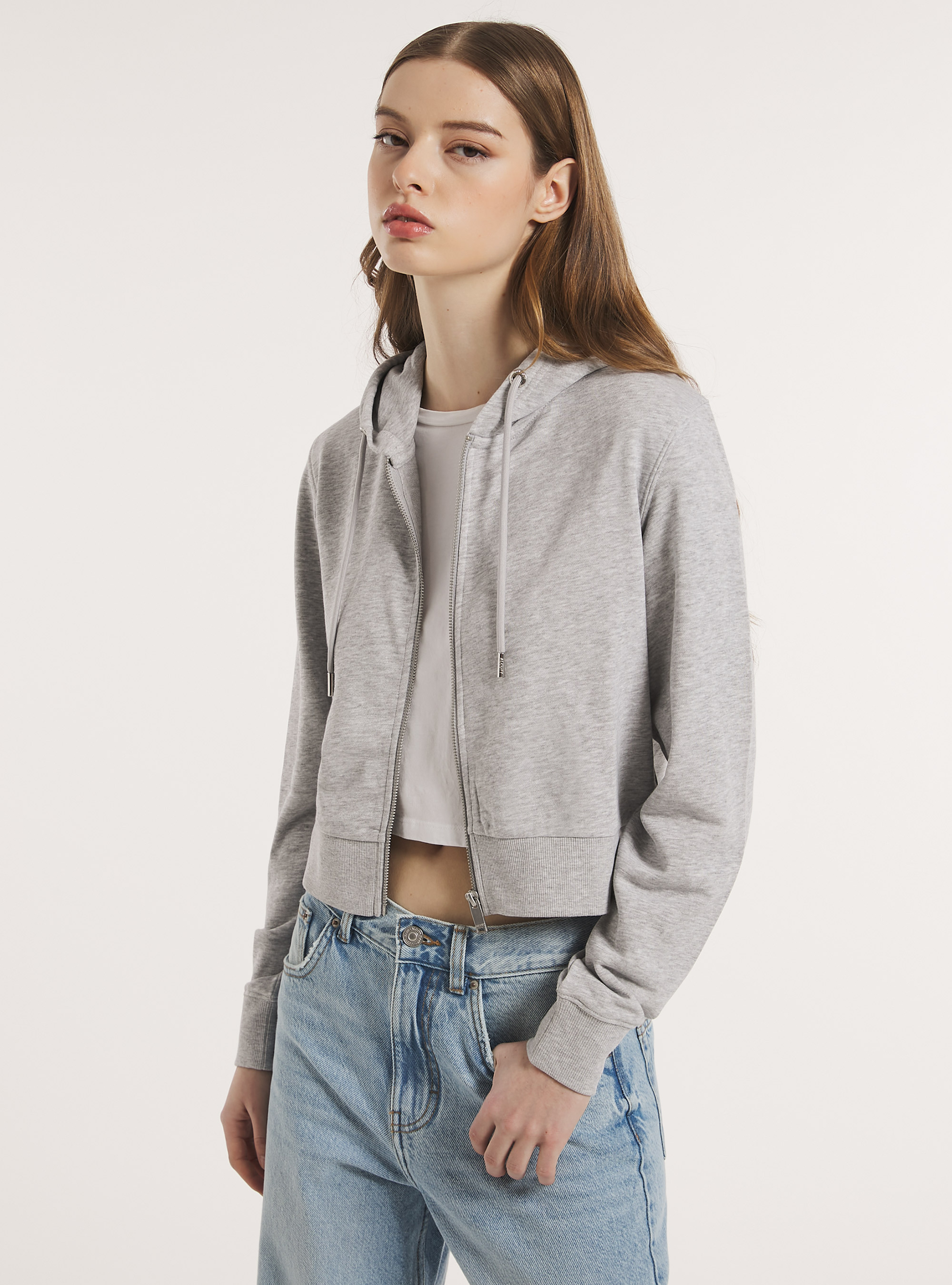 Cropped sweatshirt zip deals
