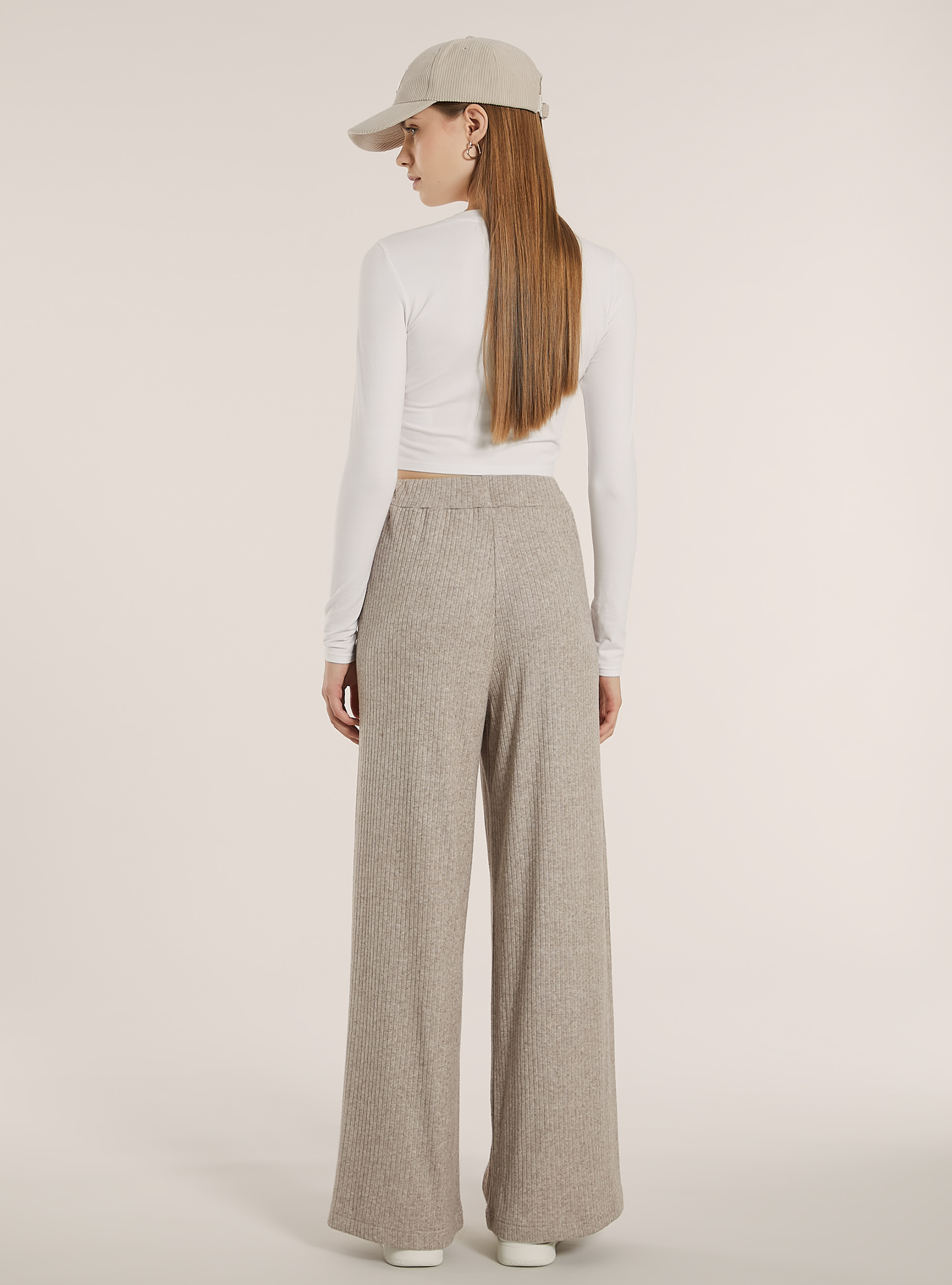Gestrickte Palazzo-Hose, MBG2 BEIGE MEL MED
