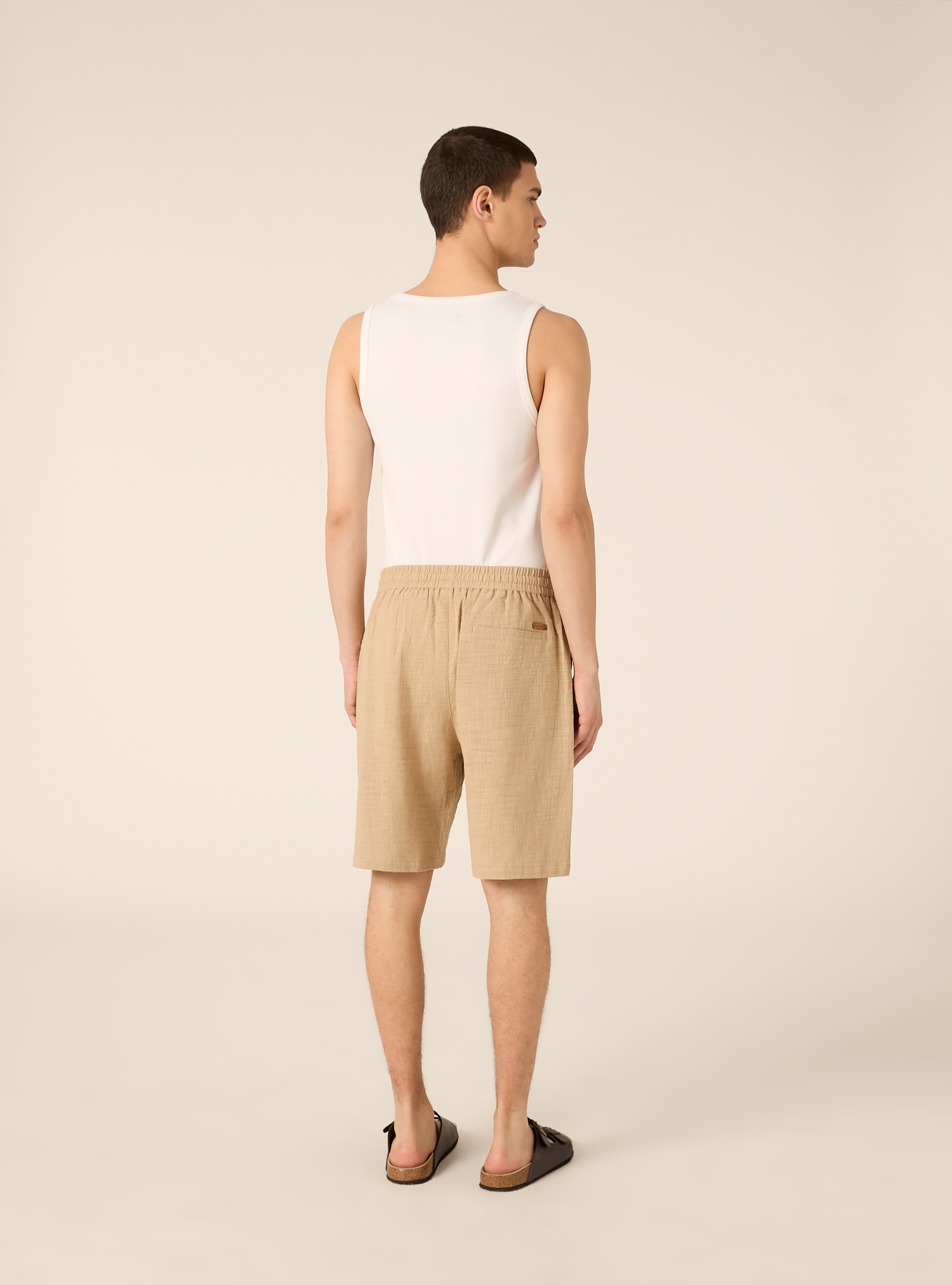 Bermuda in cotone con laccio in vita, BG2 BEIGE MEDIUM