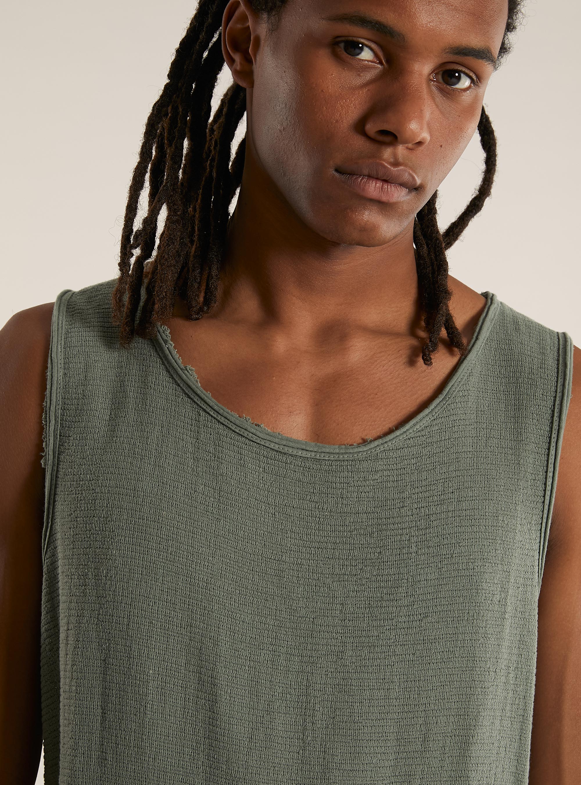 Linen-blend tank top, KY2 KAKY MEDIUM