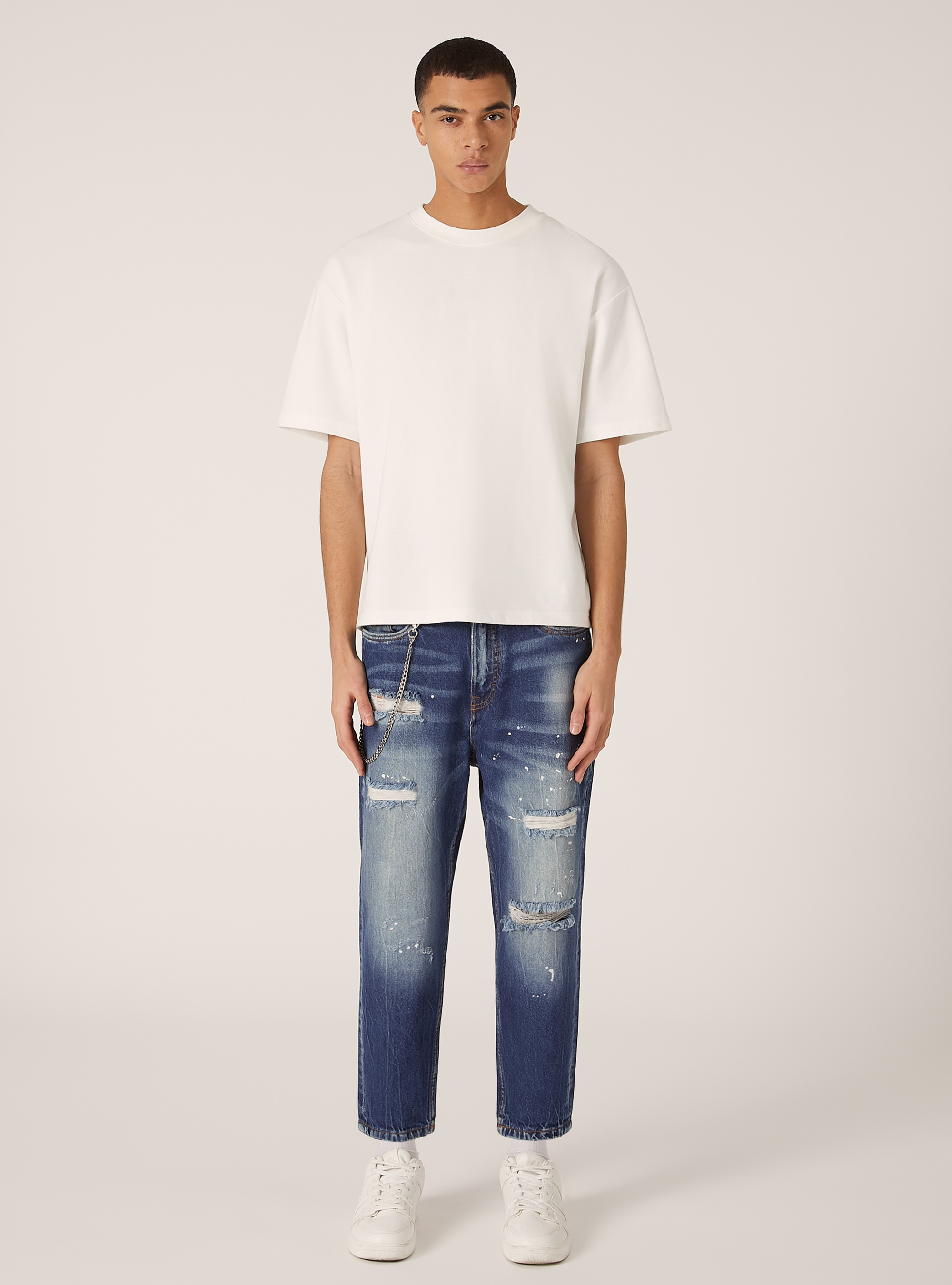 Jeans à coupe décontractée, D001 DEEP BLUE