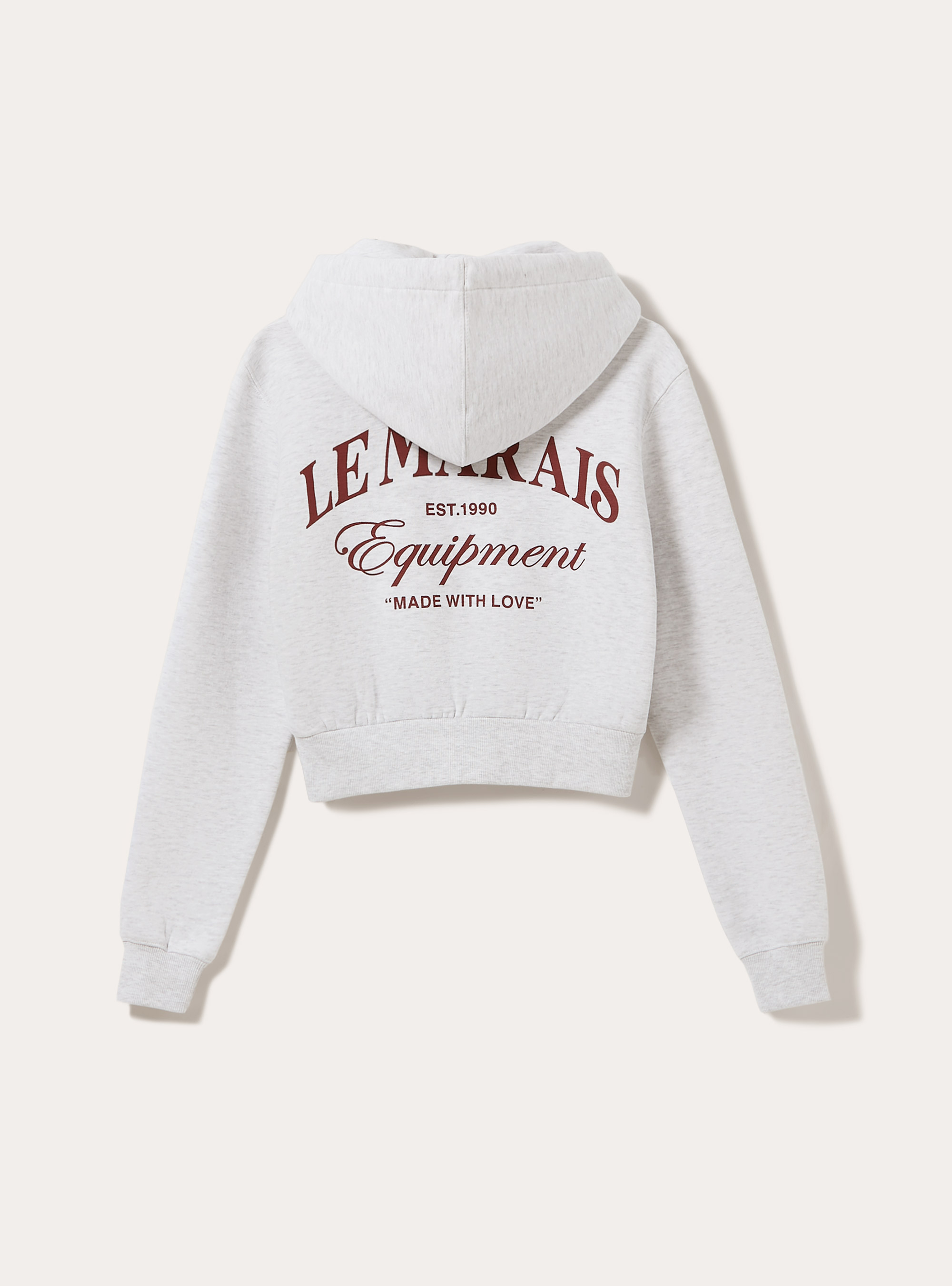 Cropped sweatshirt with zip and print, MGY3 GREY MEL LIGHT