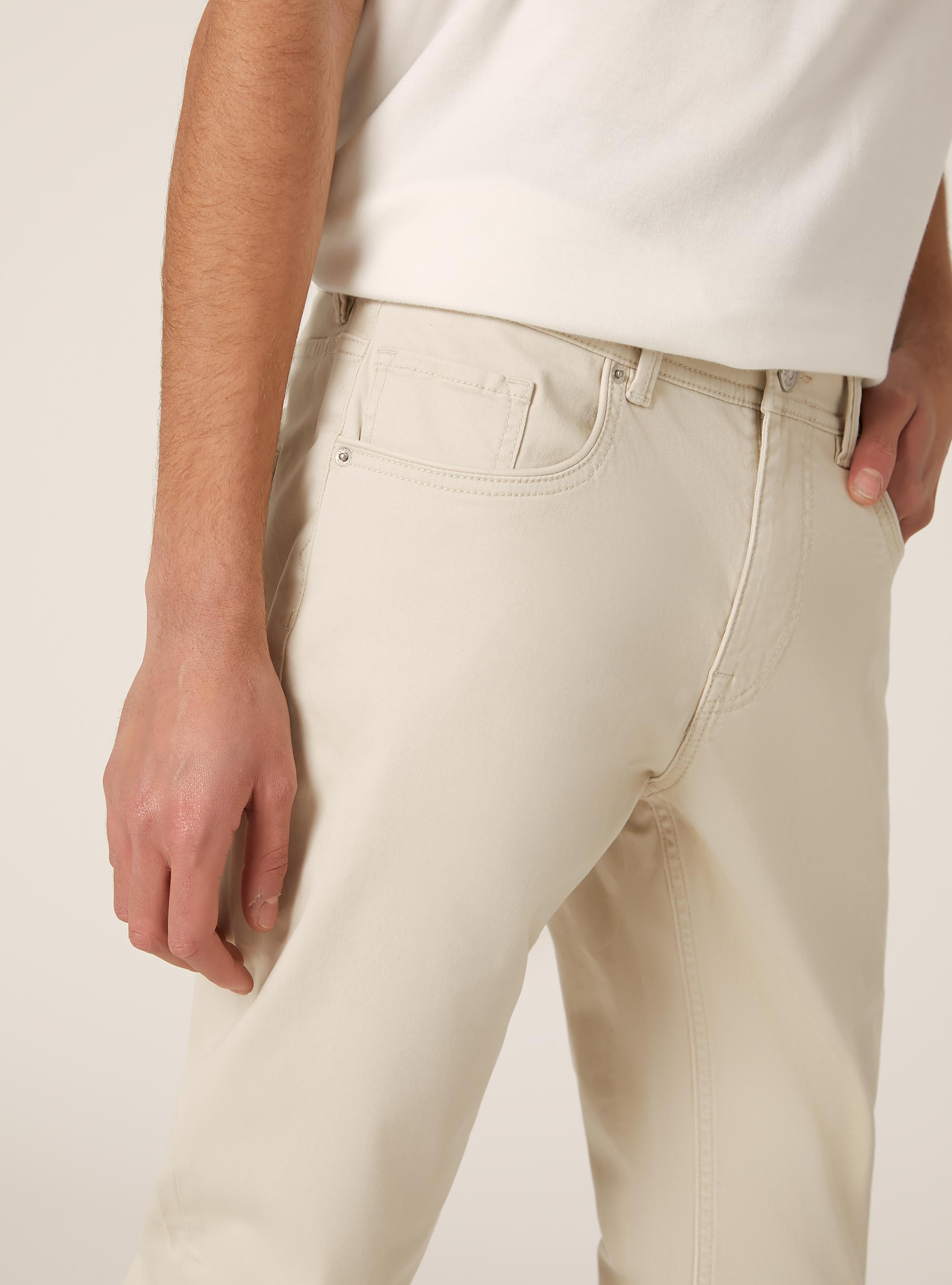 Skinny Fit Hose aus Baumwolle, SA3 SAND LIGHT