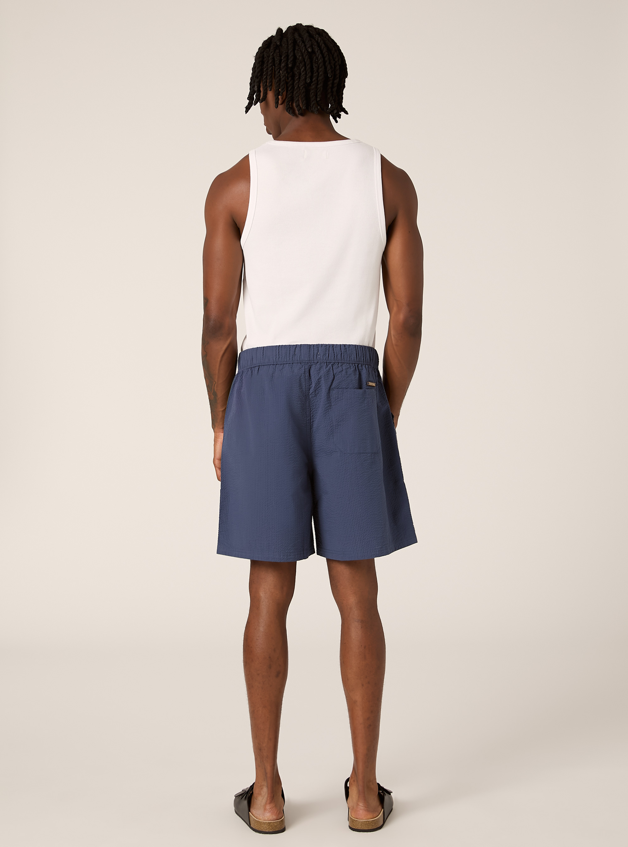 Seersucker Bermuda Shorts, BL3 BLUE LIGHT