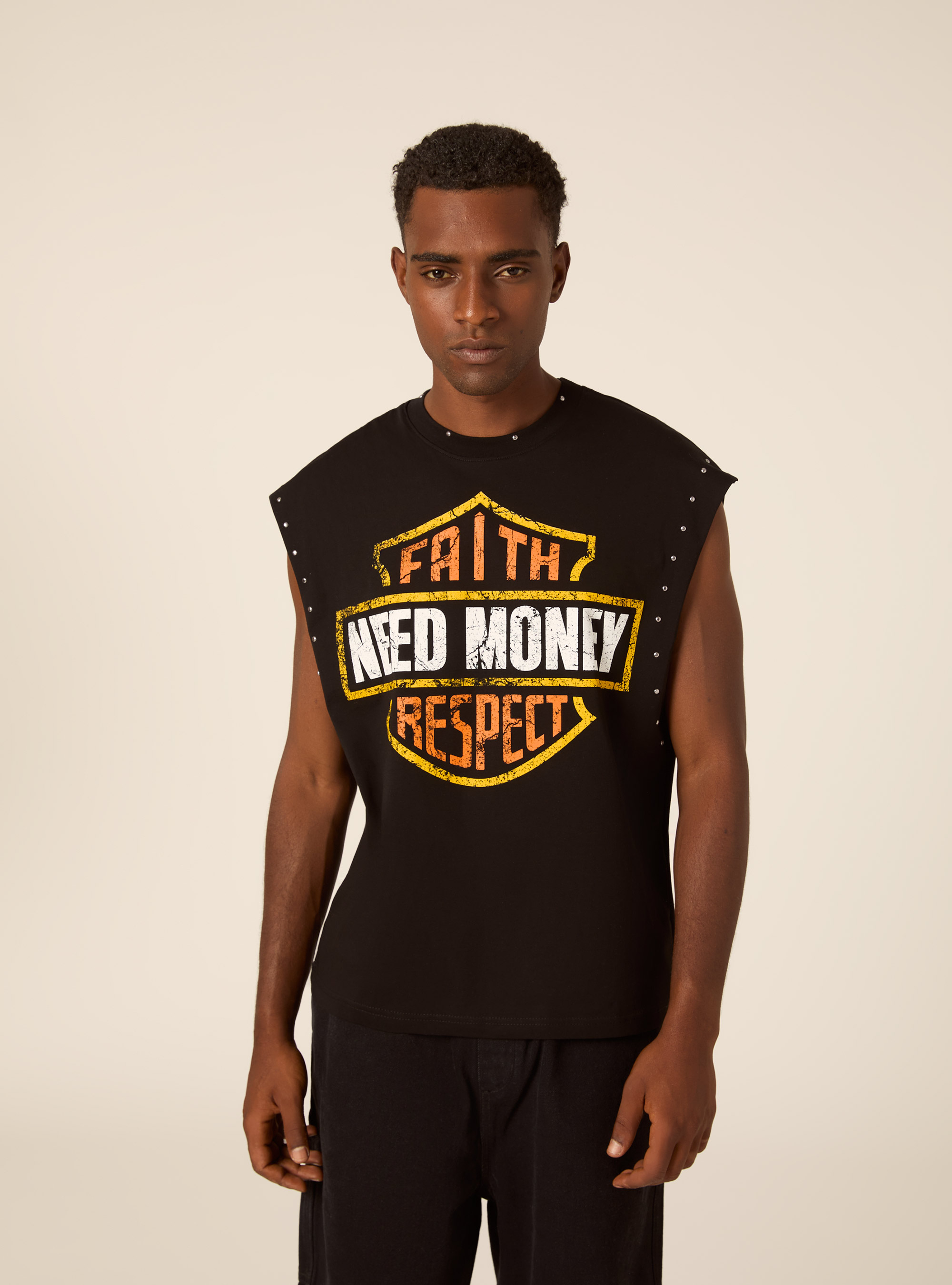 Canotta con stampa money, BK1 BLACK