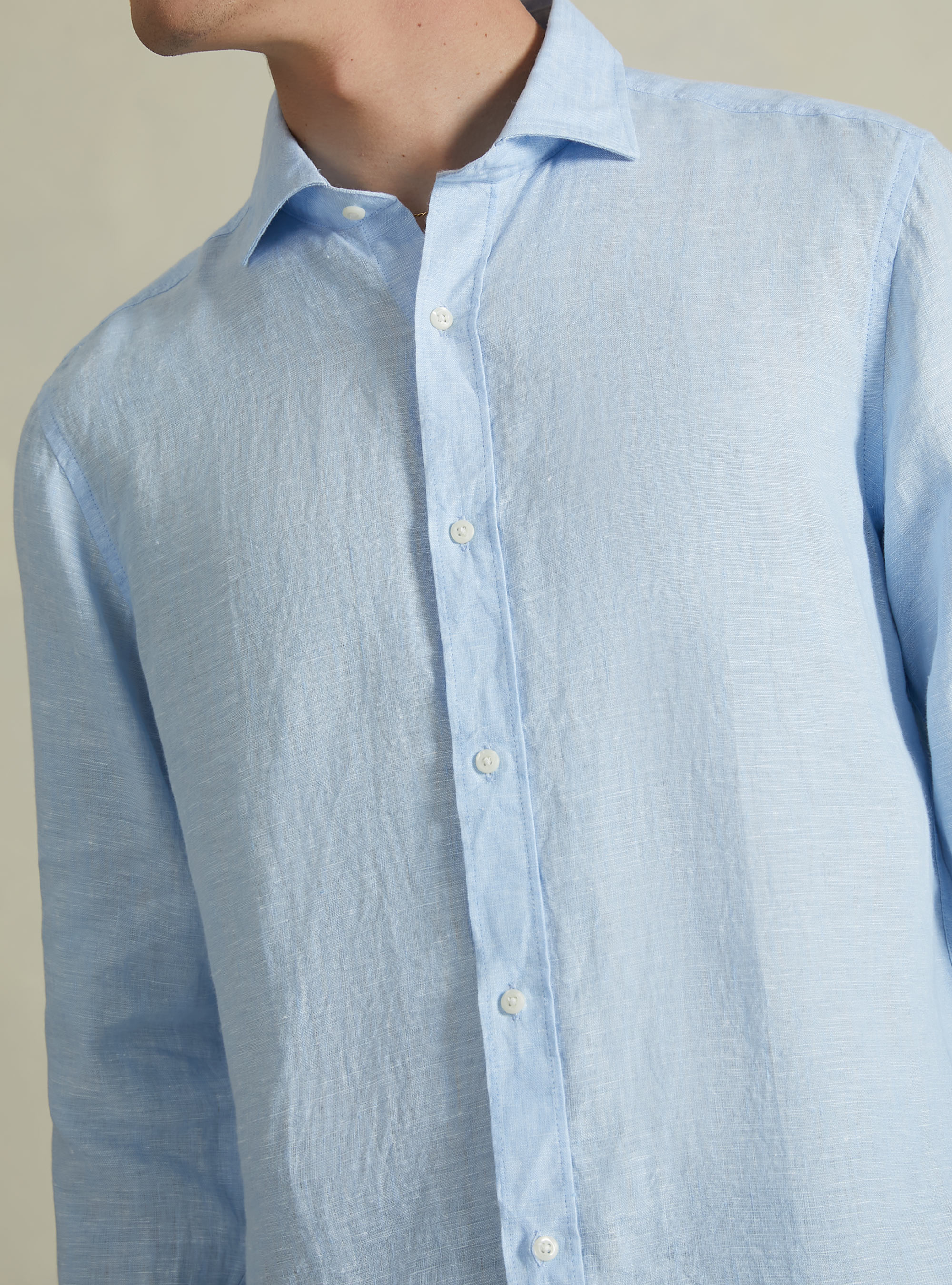 Long-sleeved pure linen shirt, AZ3 AZURE LIGHT